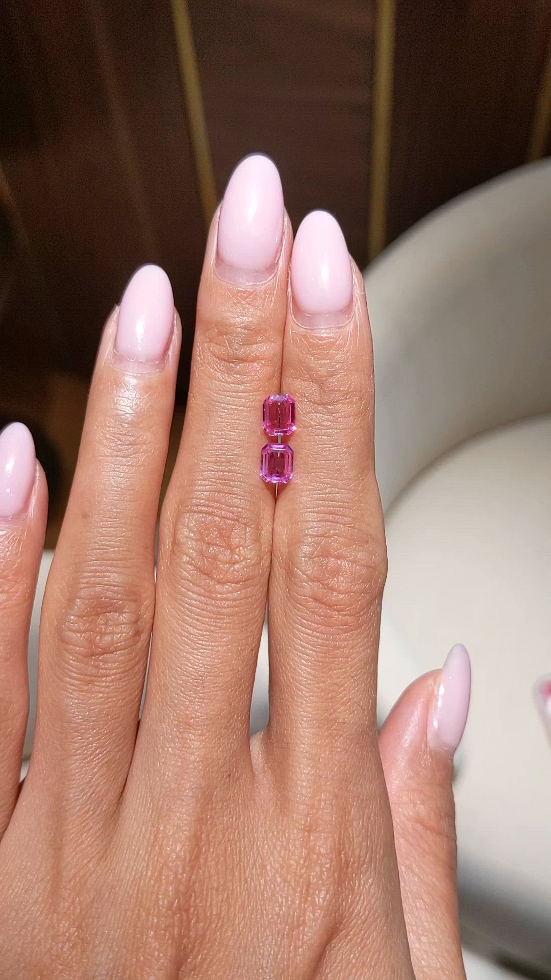 1.48 Ct.Tw.Total Carat Weight Pink Sapphire Pair from Ceylon (Sri Lanka) Size Video