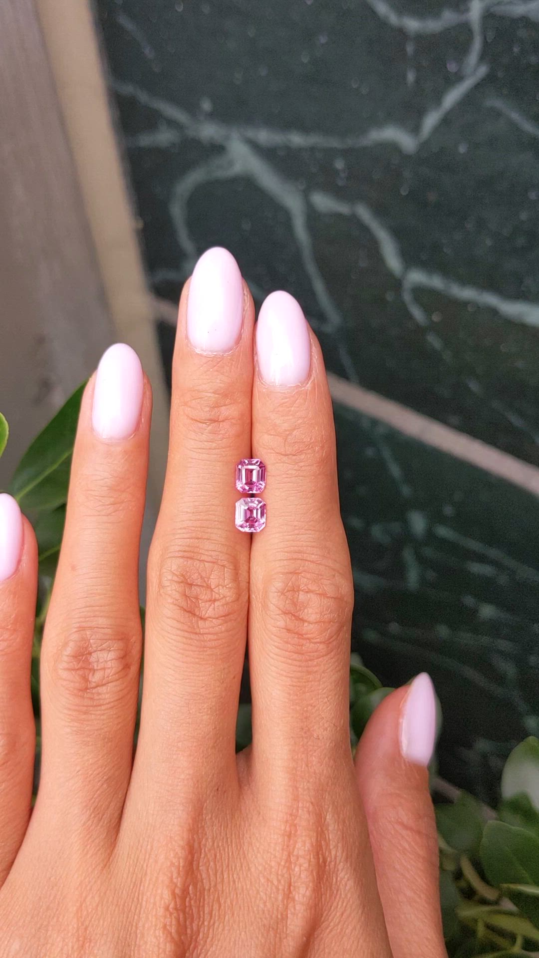 1.78 Ct.Tw.Total Carat Weight Purplish Pink Sapphire Pair from Ceylon (Sri Lanka) Size Video