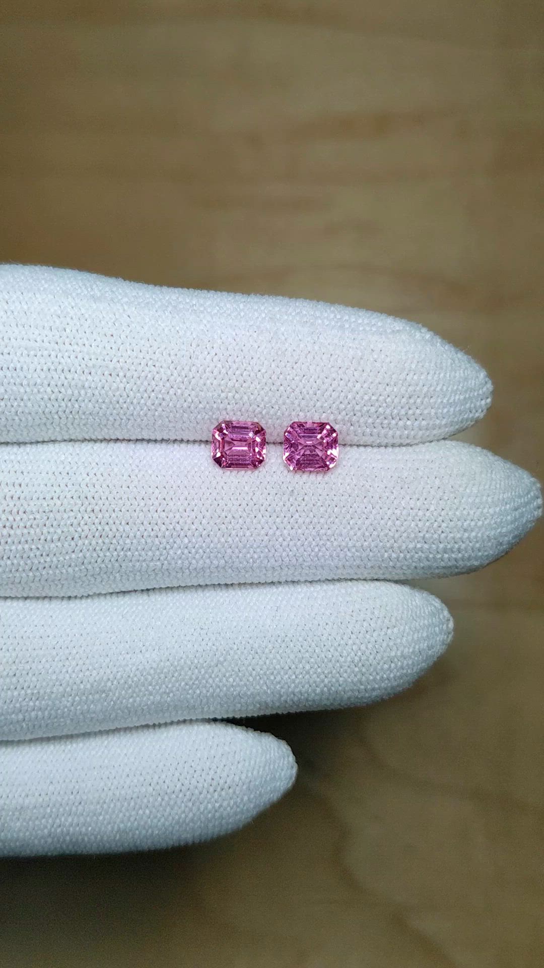1.78 Ct.Tw.Total Carat Weight Purplish Pink Sapphire Pair from Ceylon (Sri Lanka) Size Video