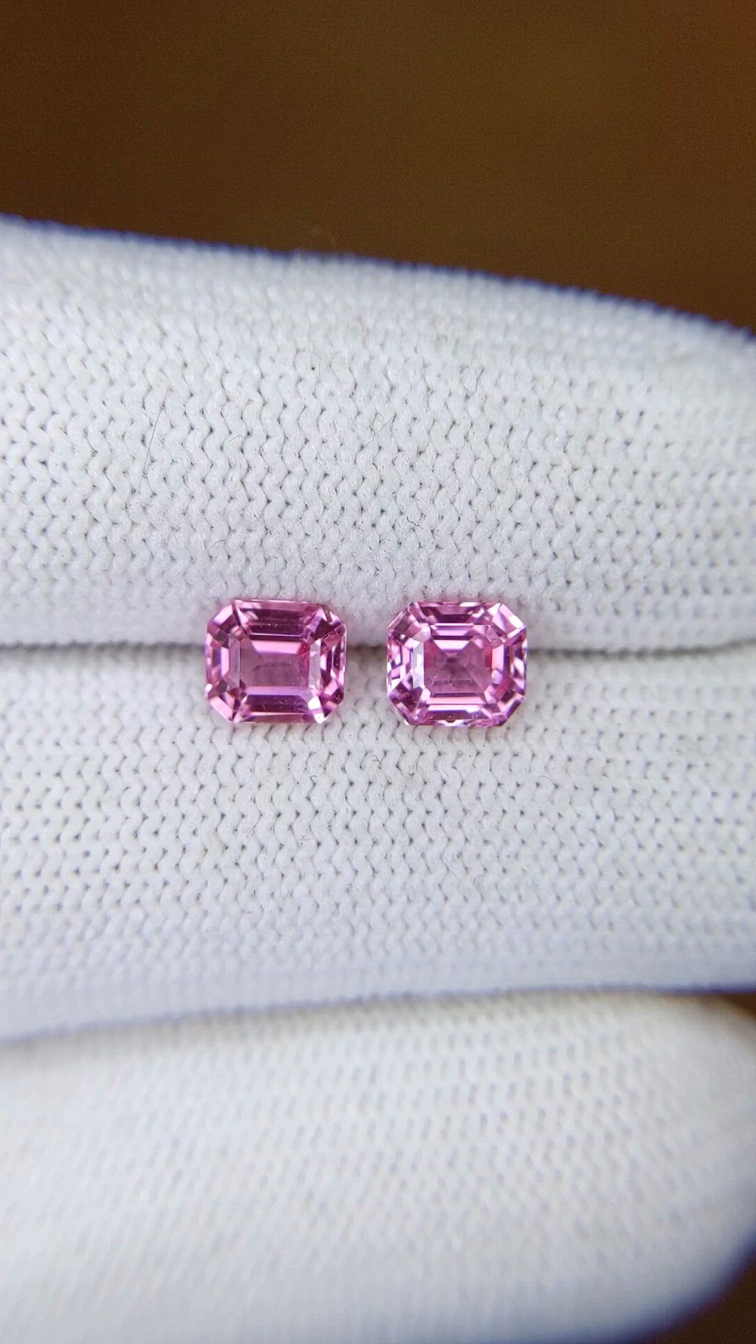1.78 Ct.Tw.Total Carat Weight Purplish Pink Sapphire Pair from Ceylon (Sri Lanka) Size Video