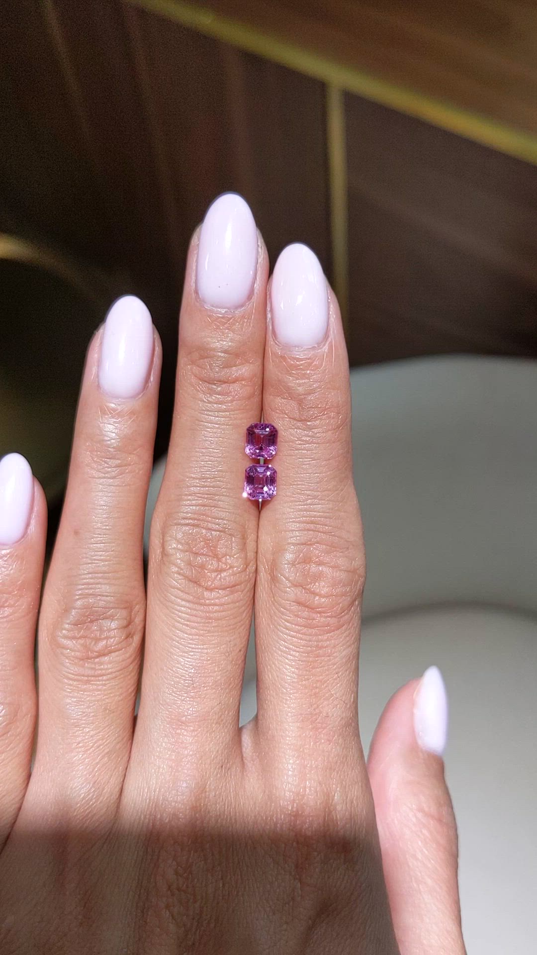 1.78 Ct.Tw.Total Carat Weight Purplish Pink Sapphire Pair from Ceylon (Sri Lanka) Size Video