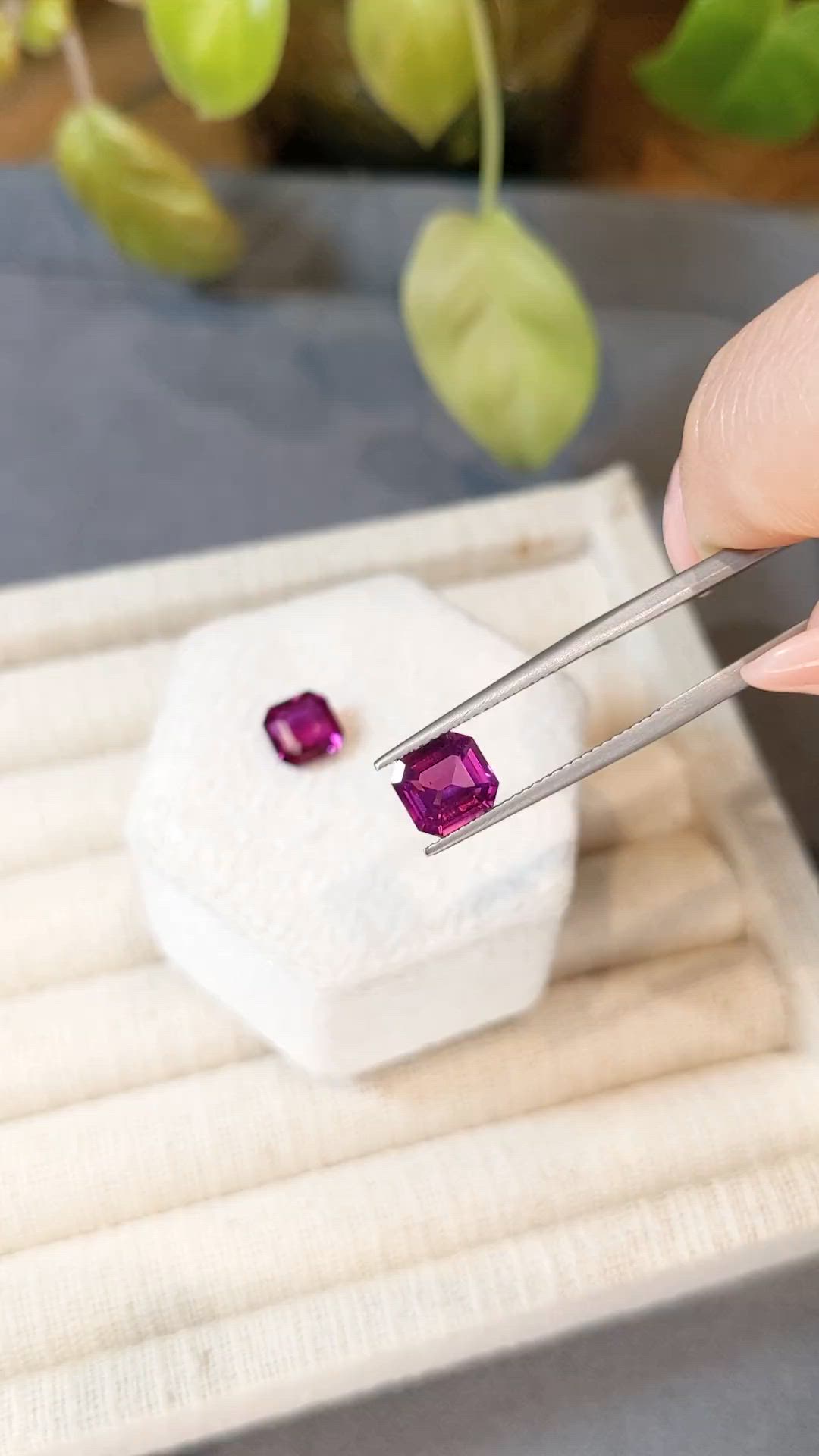 4.06 Ct.Tw.Total Carat Weight Purple Sapphire Pair from Ceylon (Sri Lanka) Size Video