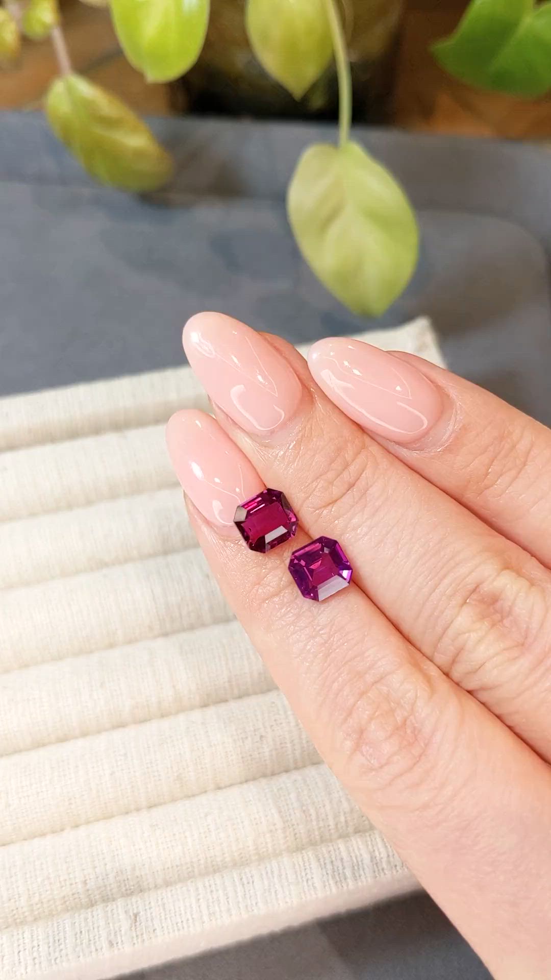 4.06 Ct.Tw.Total Carat Weight Purple Sapphire Pair from Ceylon (Sri Lanka) Size Video