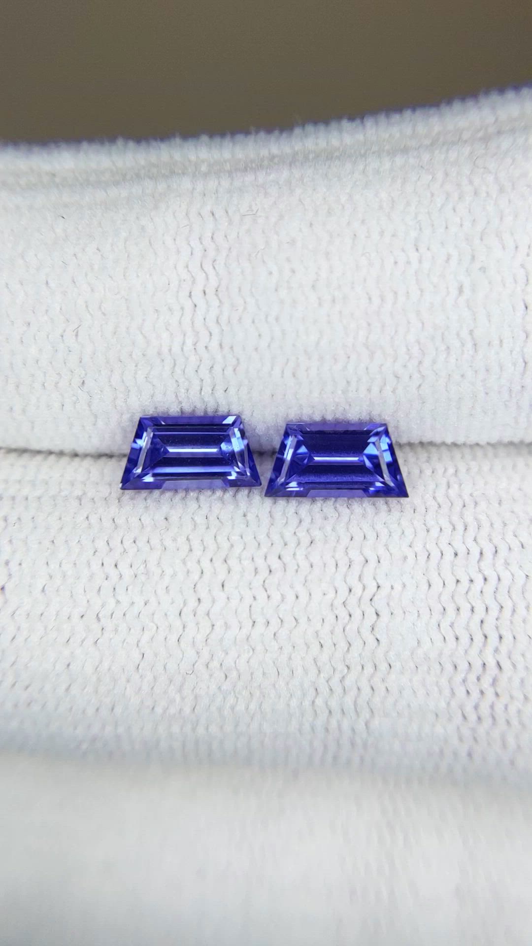1.64 Ct.Tw.Total Carat Weight Blue Sapphire Pair from Ceylon (Sri Lanka) Size Video