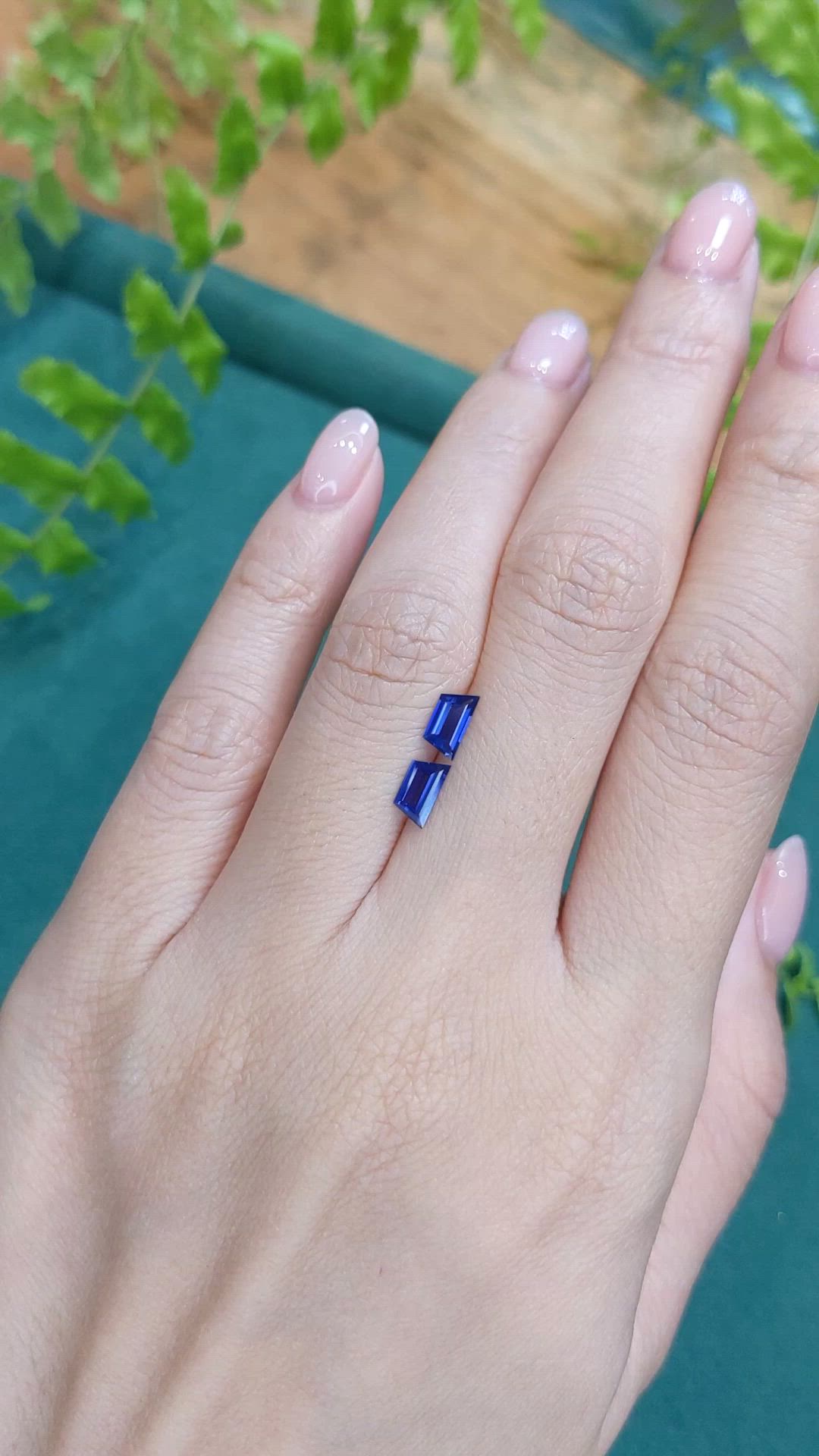 0.87 Ct.Tw.Total Carat Weight Blue Sapphire Pair from Ceylon (Sri Lanka) Size Video