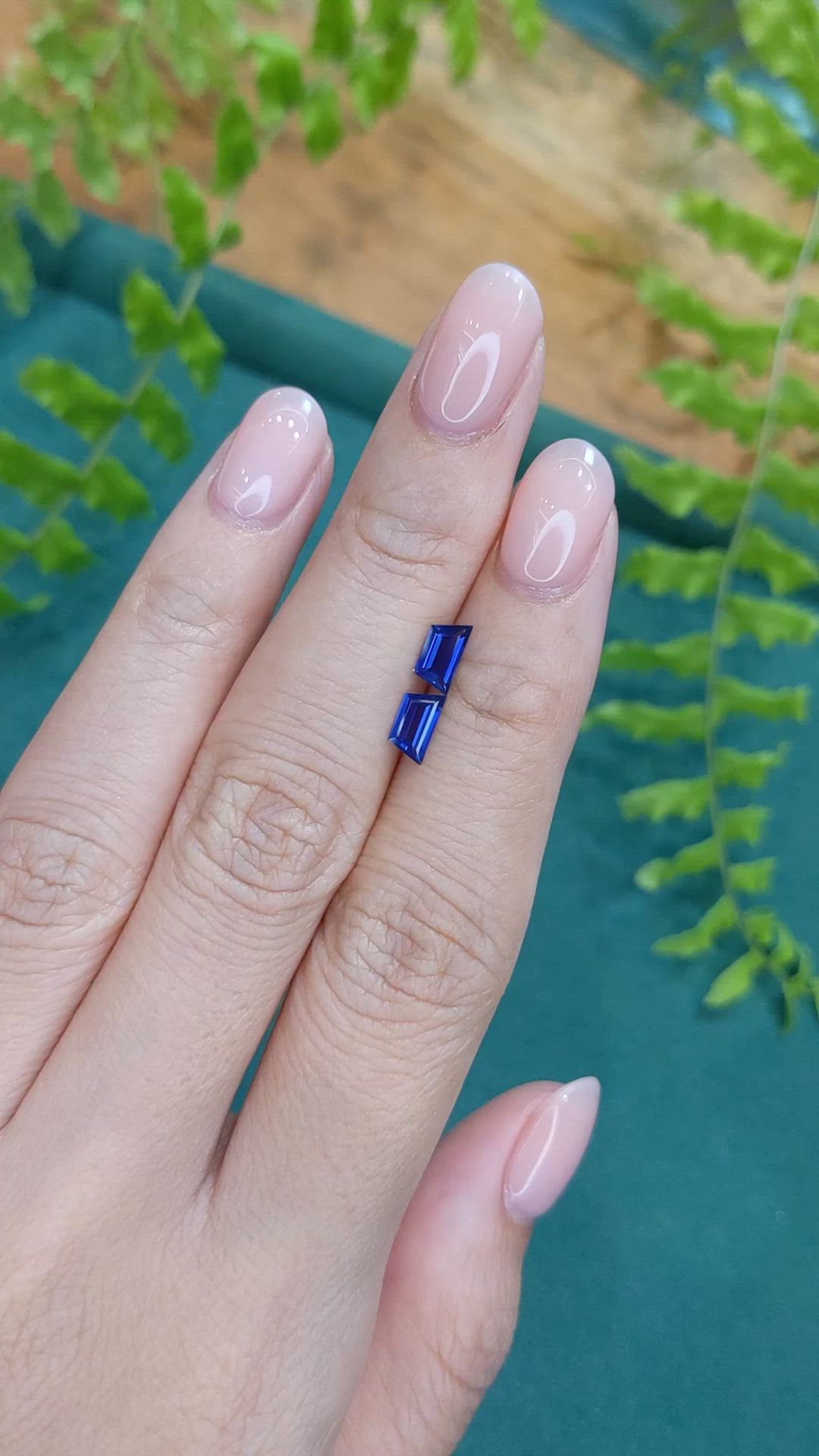 0.87 Ct.Tw.Total Carat Weight Blue Sapphire Pair from Ceylon (Sri Lanka) Size Video