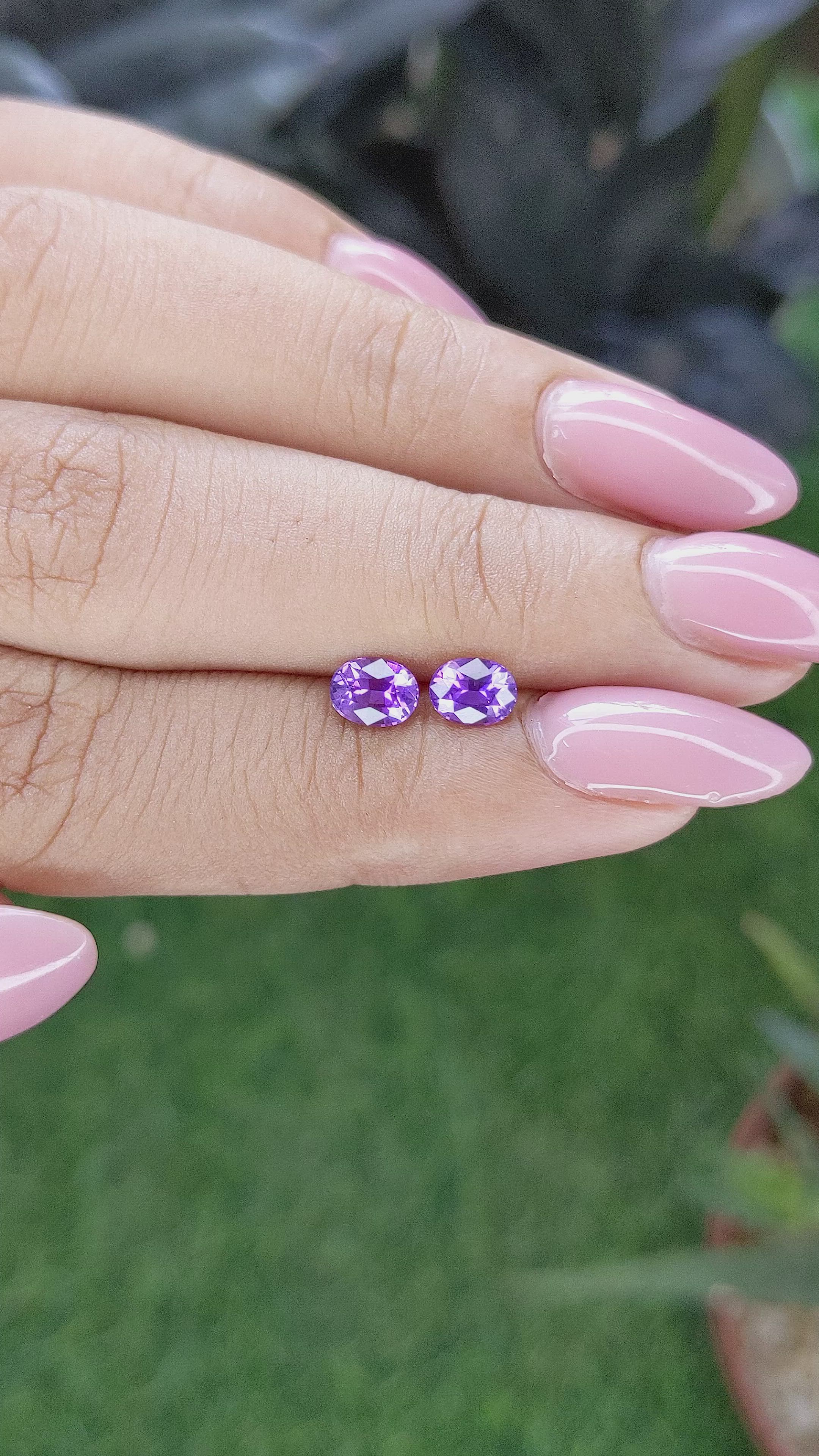 1.09 Ct.Tw.Total Carat Weight Purple Sapphire Pair from Madagascar Size Video