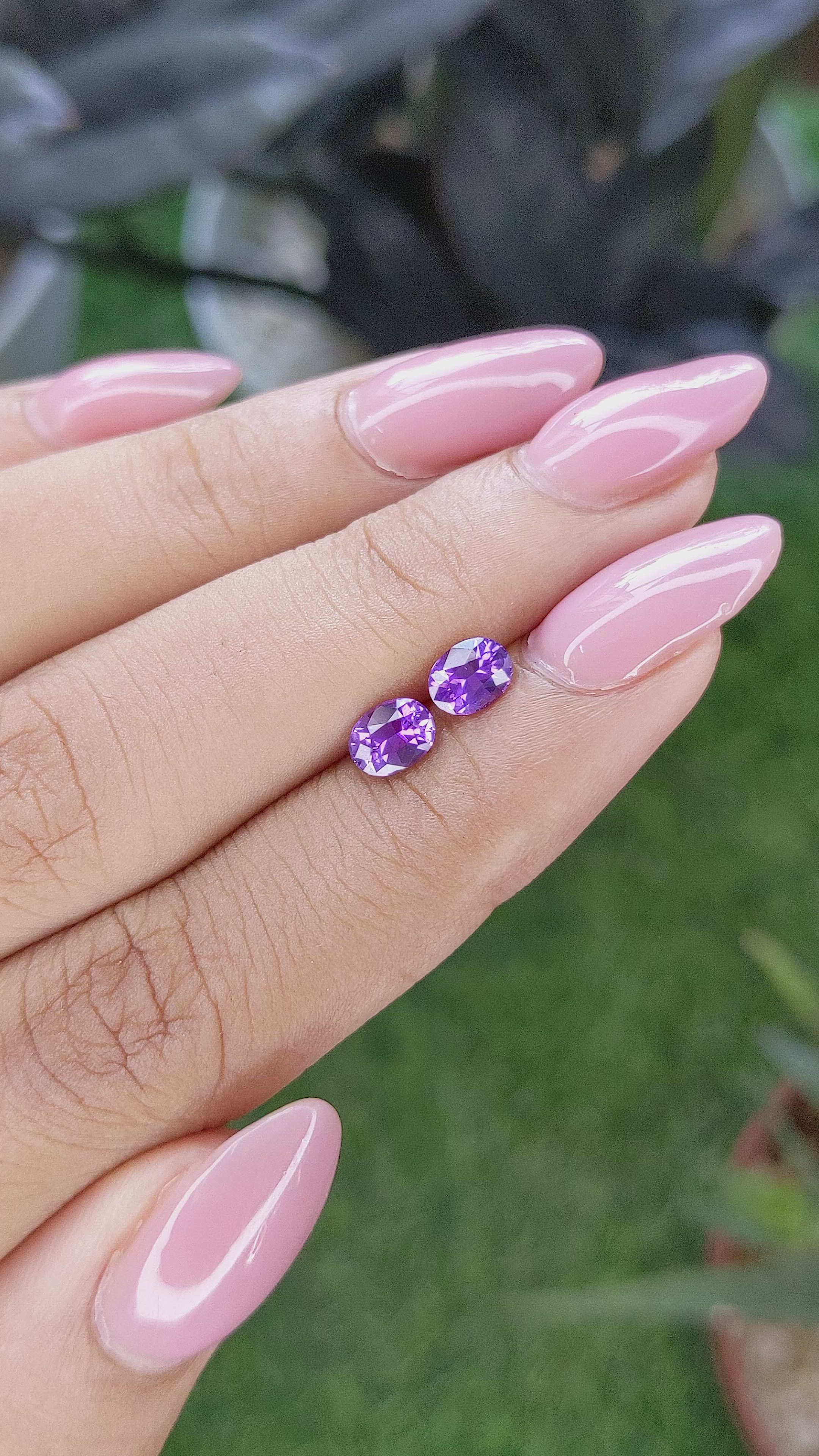 1.09 Ct.Tw.Total Carat Weight Purple Sapphire Pair from Madagascar Size Video