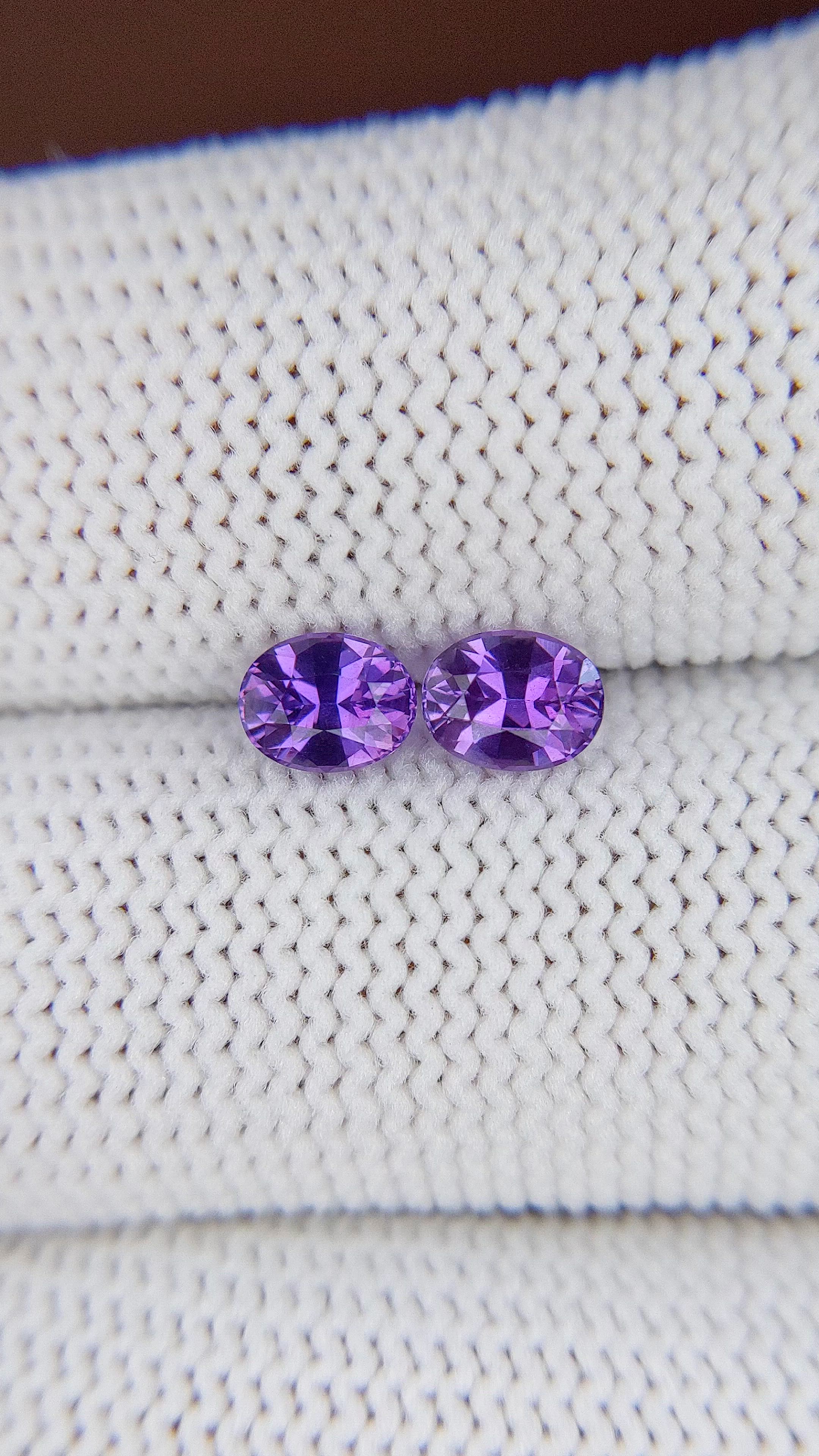 1.09 Ct.Tw.Total Carat Weight Purple Sapphire Pair from Madagascar Size Video