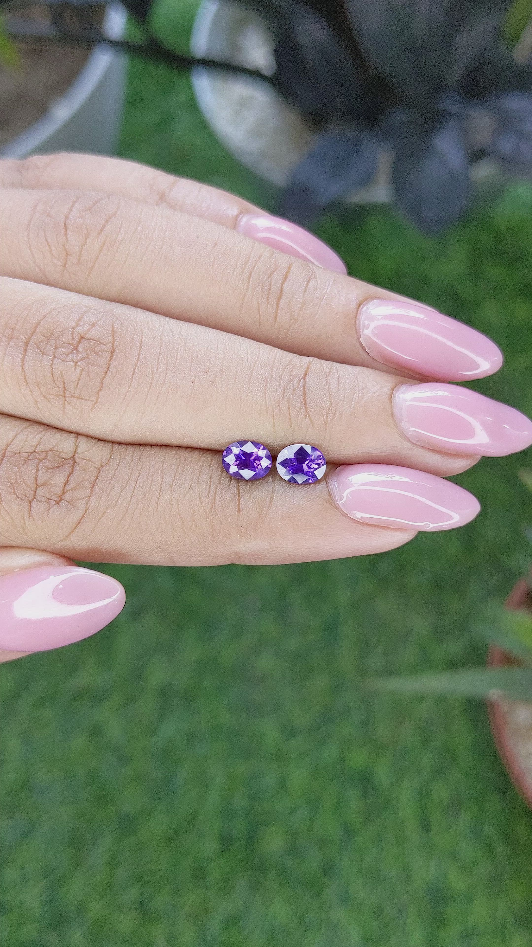 1.07 Ct.Tw.Total Carat Weight Purple Sapphire Pair from Madagascar Size Video
