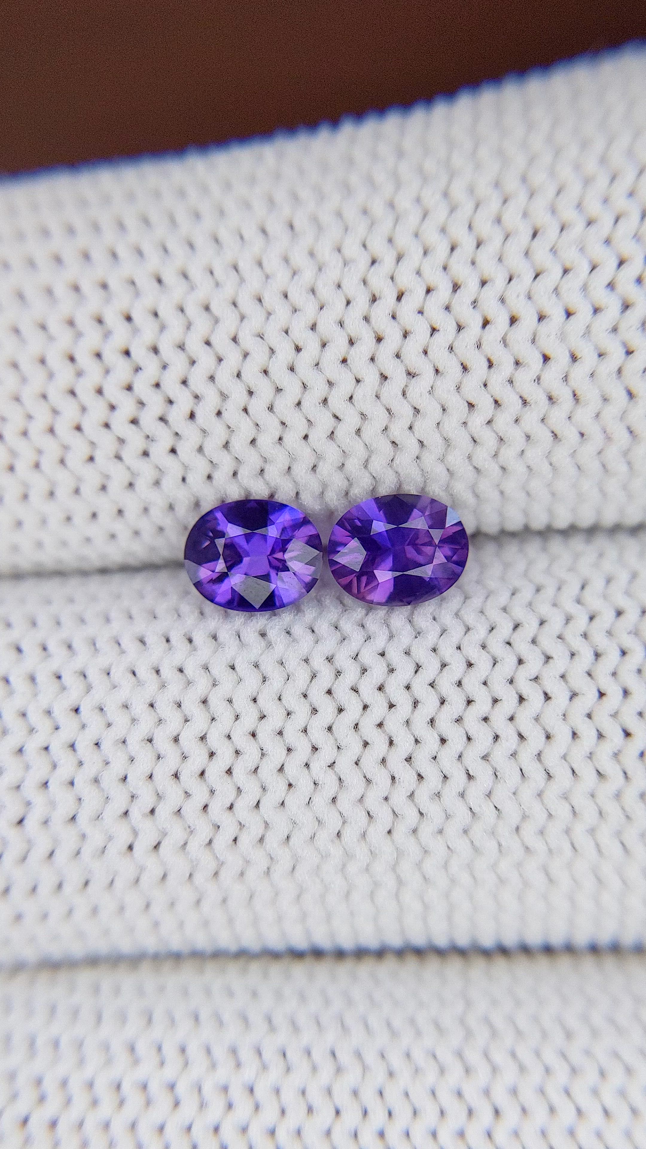 1.07 Ct.Tw.Total Carat Weight Purple Sapphire Pair from Madagascar Size Video