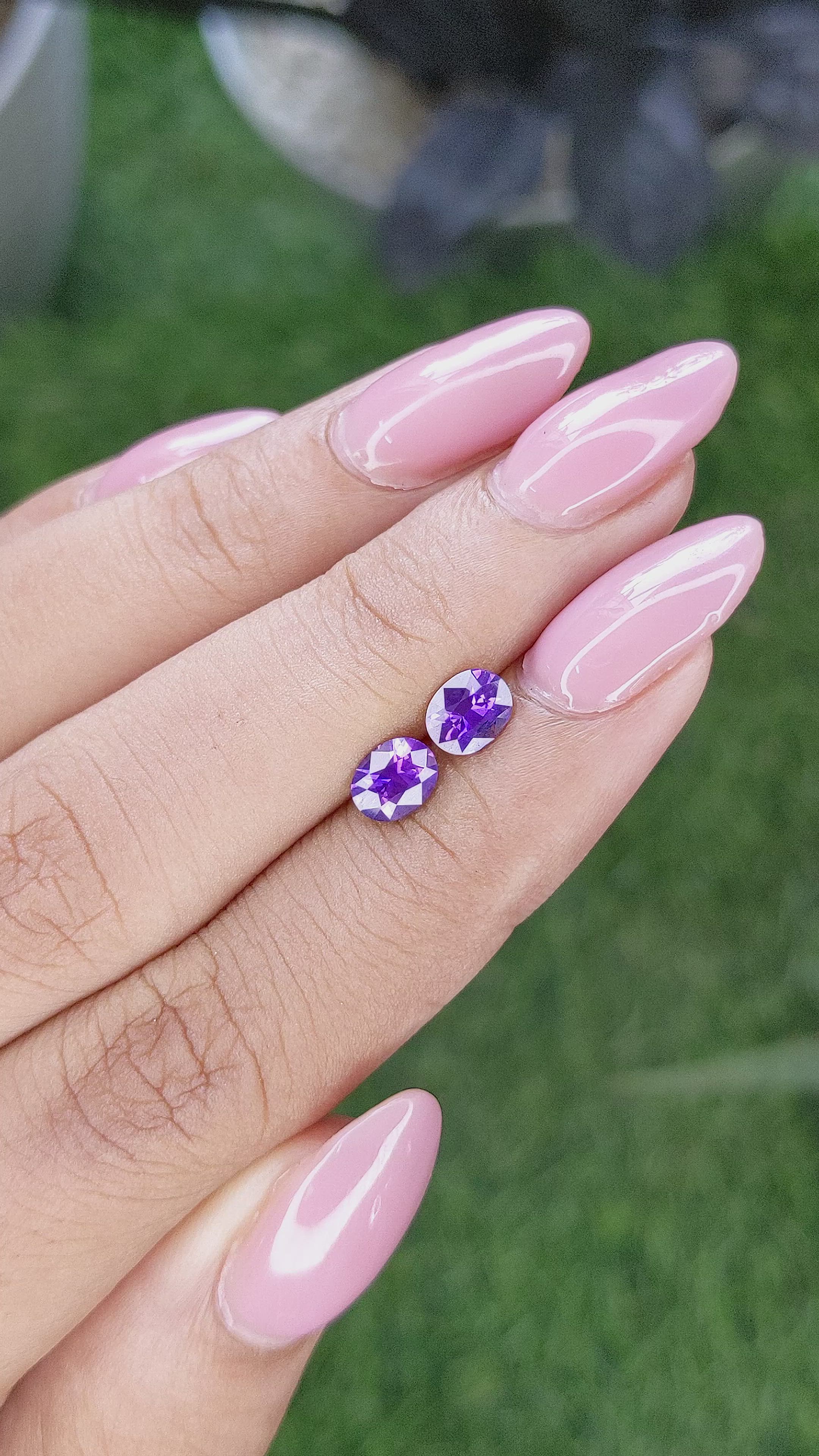 1.07 Ct.Tw.Total Carat Weight Purple Sapphire Pair from Madagascar Size Video