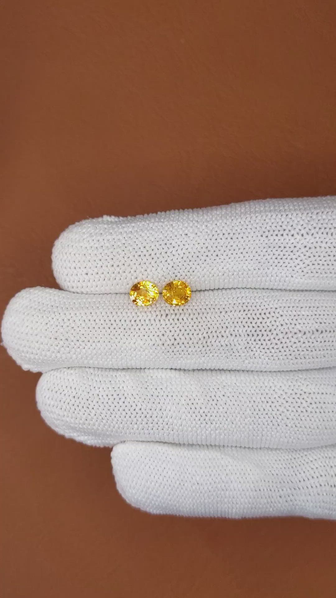 1.47 Ct.Tw.Total Carat Weight Yellow Sapphire Pair from Ceylon (Sri Lanka) Size Video