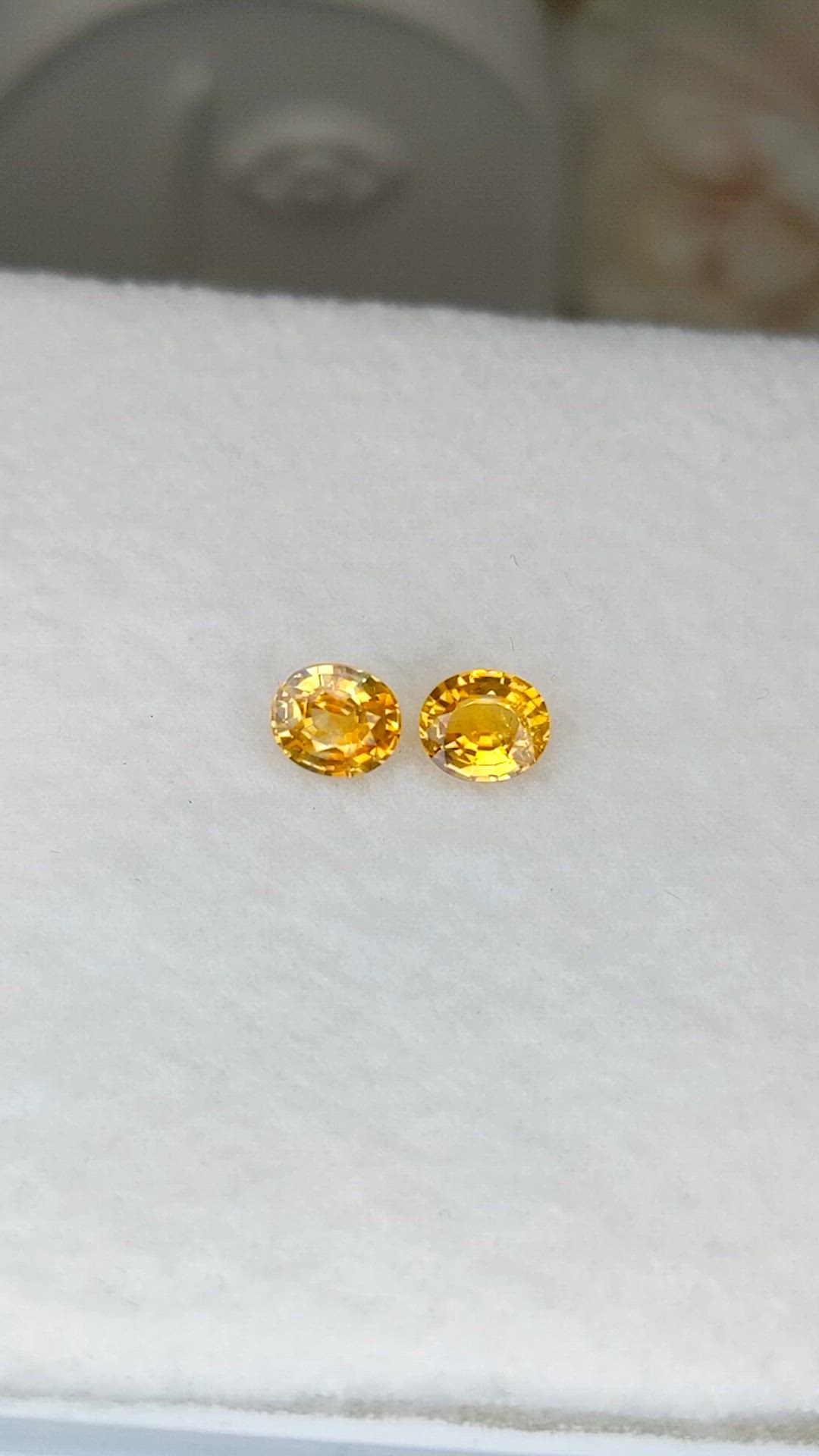 1.47 Ct.Tw.Total Carat Weight Yellow Sapphire Pair from Ceylon (Sri Lanka) Size Video