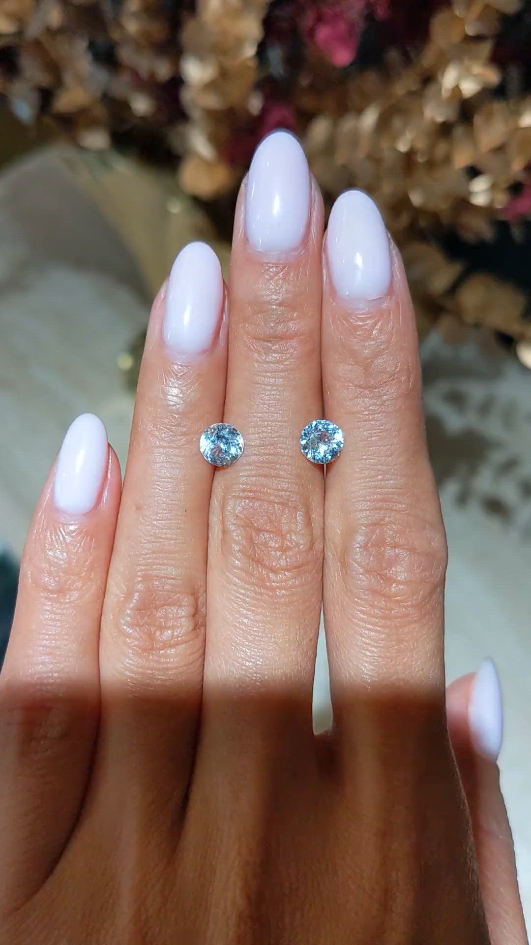 1.98 Ct.Tw.Total Carat Weight White Sapphire Pair from Ceylon (Sri Lanka) Size Video