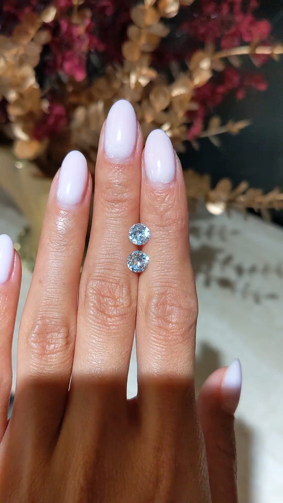 1.98 Ct.Tw.Total Carat Weight White Sapphire Pair from Ceylon (Sri Lanka) Size Video