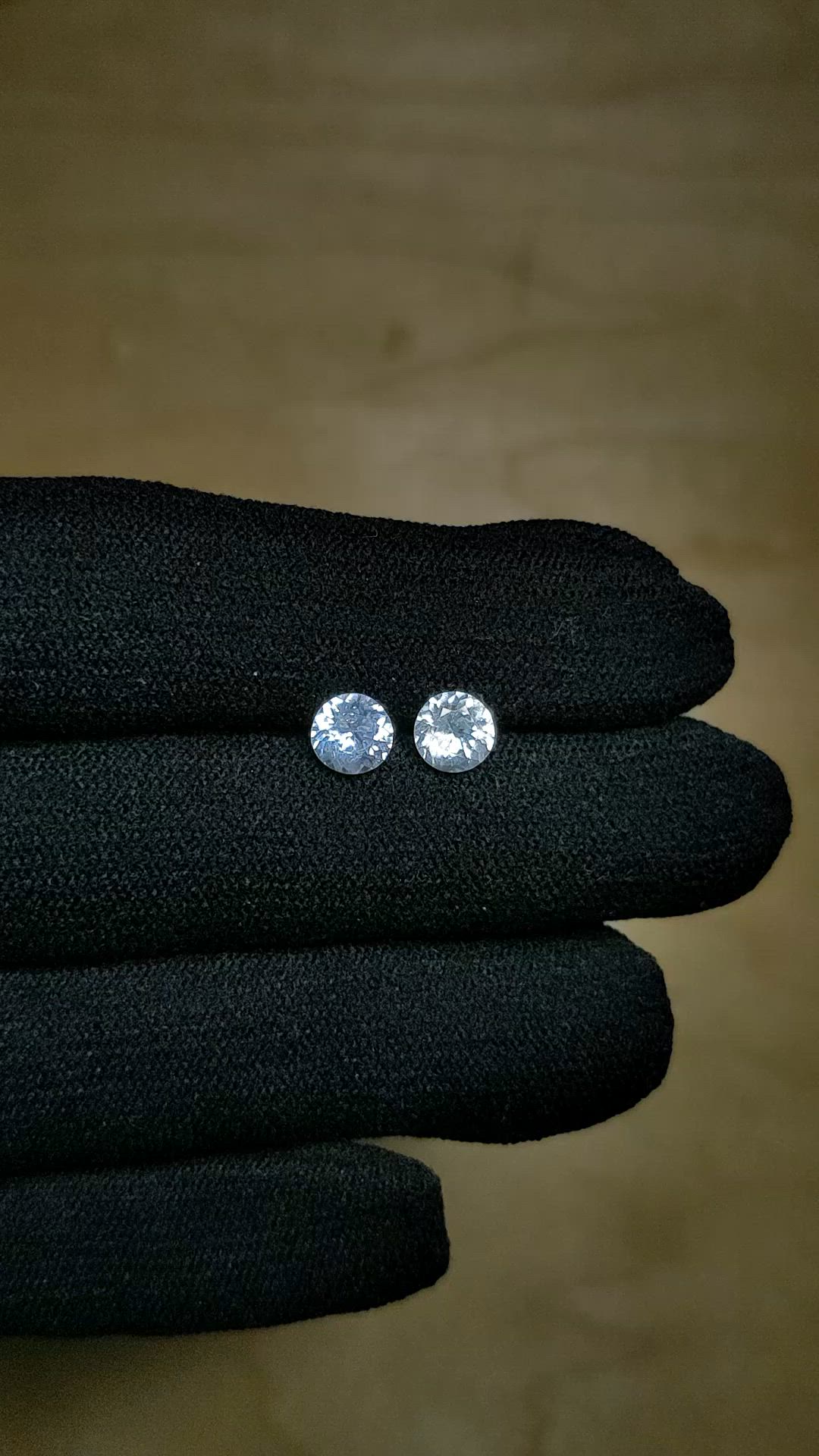 1.72 Ct.Tw.Total Carat Weight White Sapphire Pair from Ceylon (Sri Lanka) Size Video