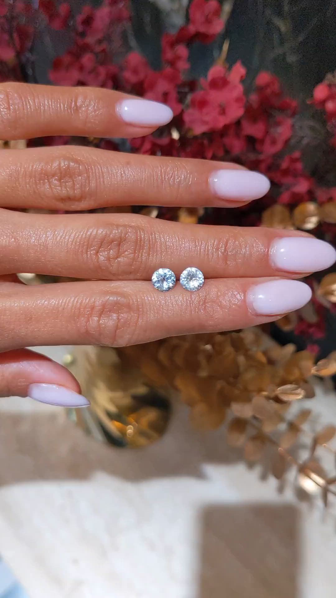 1.72 Ct.Tw.Total Carat Weight White Sapphire Pair from Ceylon (Sri Lanka) Size Video
