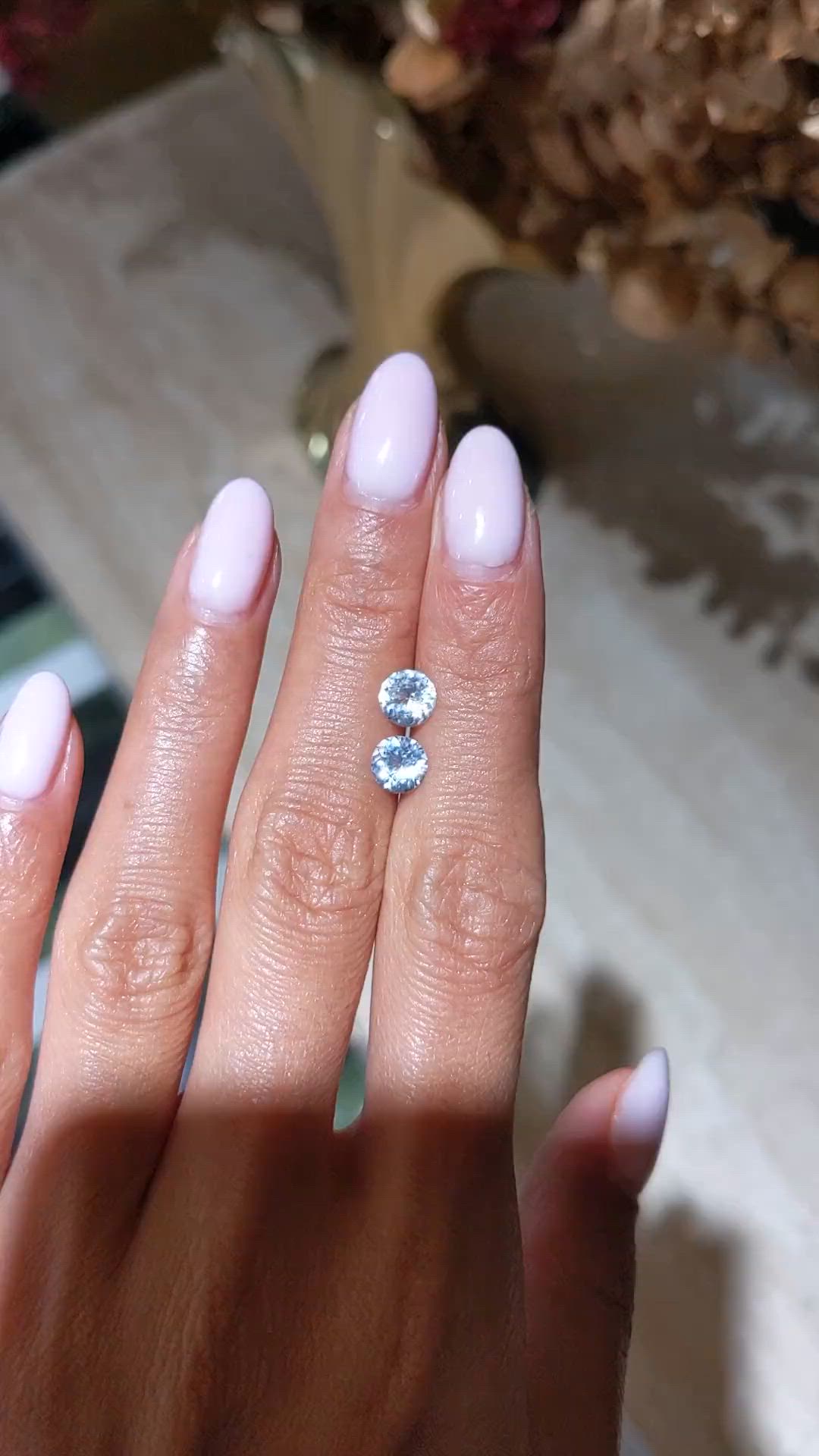 1.72 Ct.Tw.Total Carat Weight White Sapphire Pair from Ceylon (Sri Lanka) Size Video