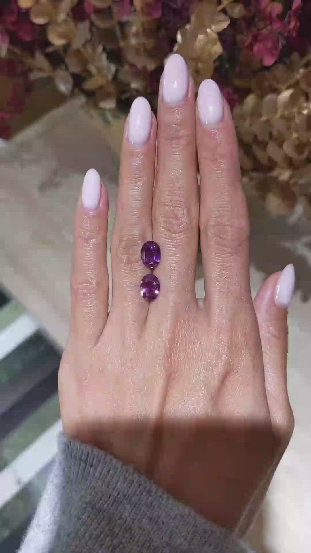 4.53 Ct.Tw.Total Carat Weight Pinkish Purple Sapphire Pair from Ceylon (Sri Lanka) Size Video