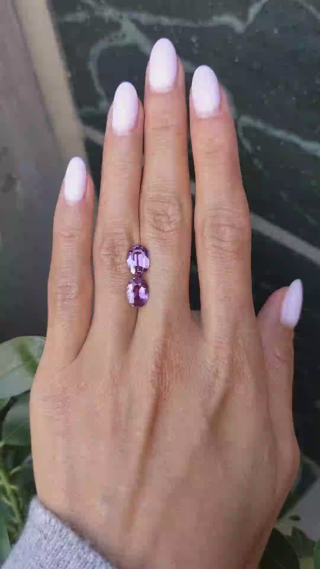 4.53 Ct.Tw.Total Carat Weight Pinkish Purple Sapphire Pair from Ceylon (Sri Lanka) Size Video