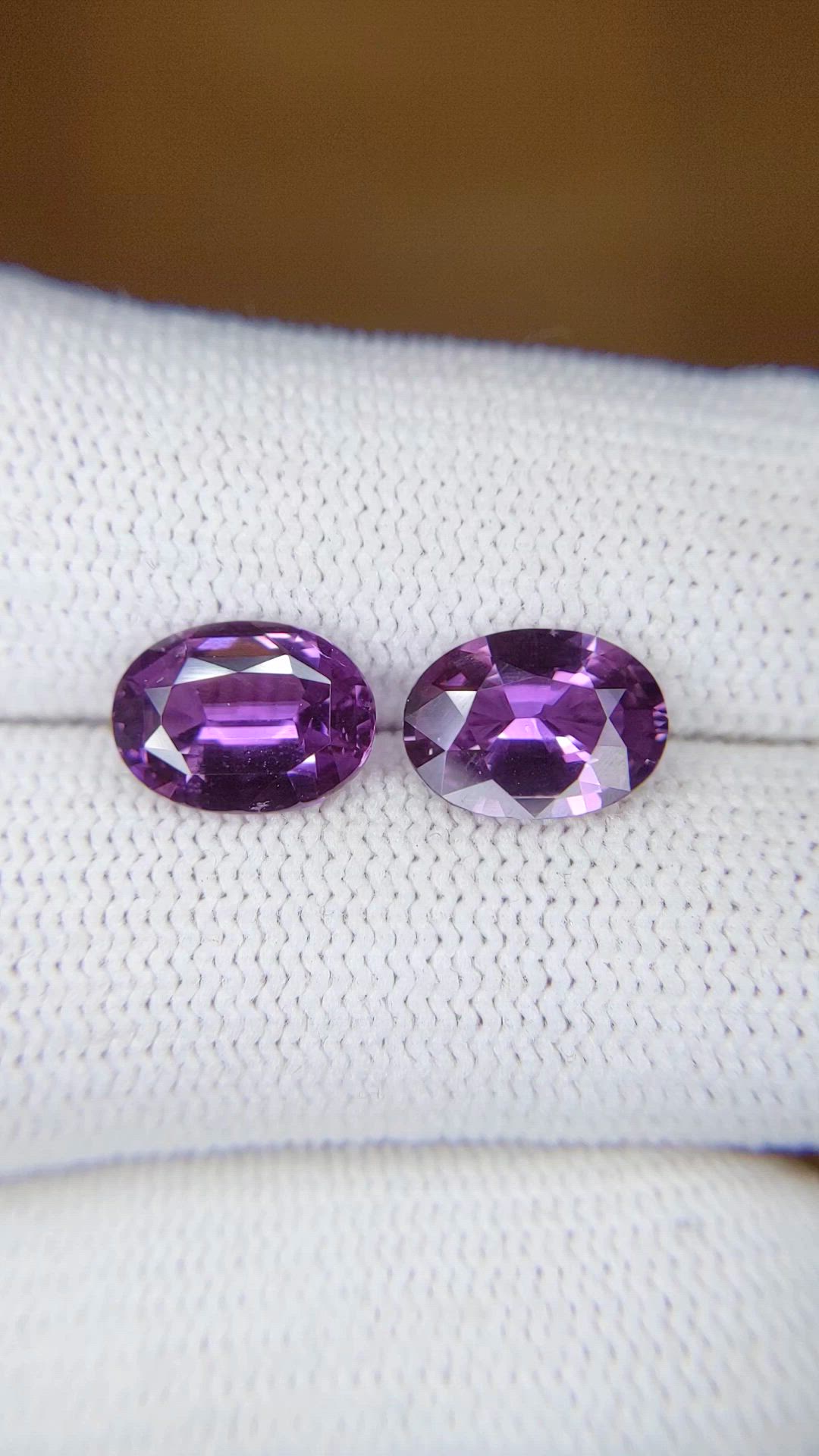 4.53 Ct.Tw.Total Carat Weight Pinkish Purple Sapphire Pair from Ceylon (Sri Lanka) Size Video