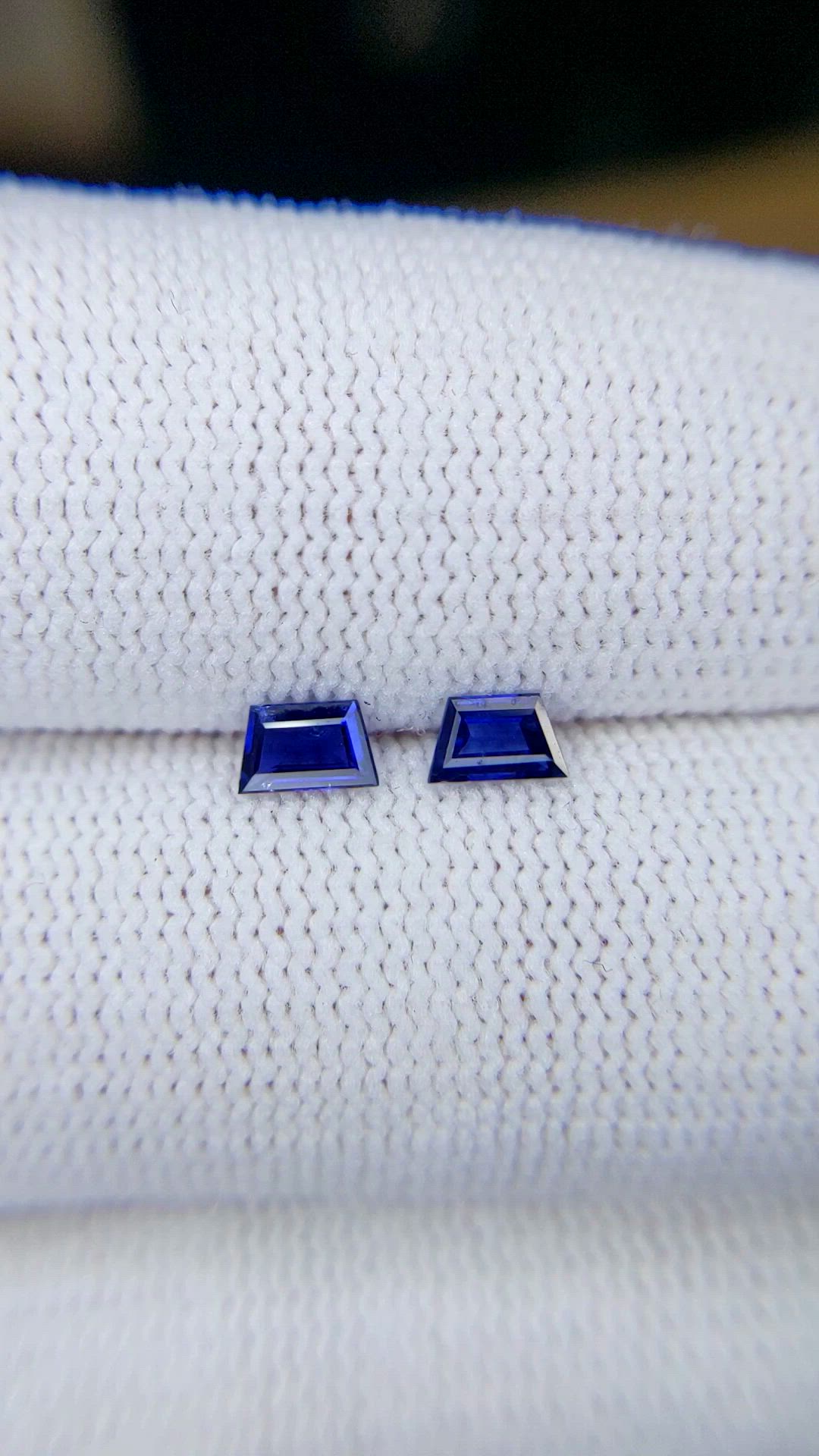 0.48 Ct.Tw.Total Carat Weight Blue Sapphire Pair from Ceylon (Sri Lanka) Size Video