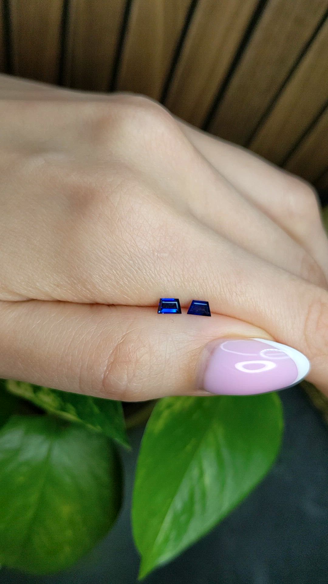 0.48 Ct.Tw.Total Carat Weight Blue Sapphire Pair from Ceylon (Sri Lanka) Size Video