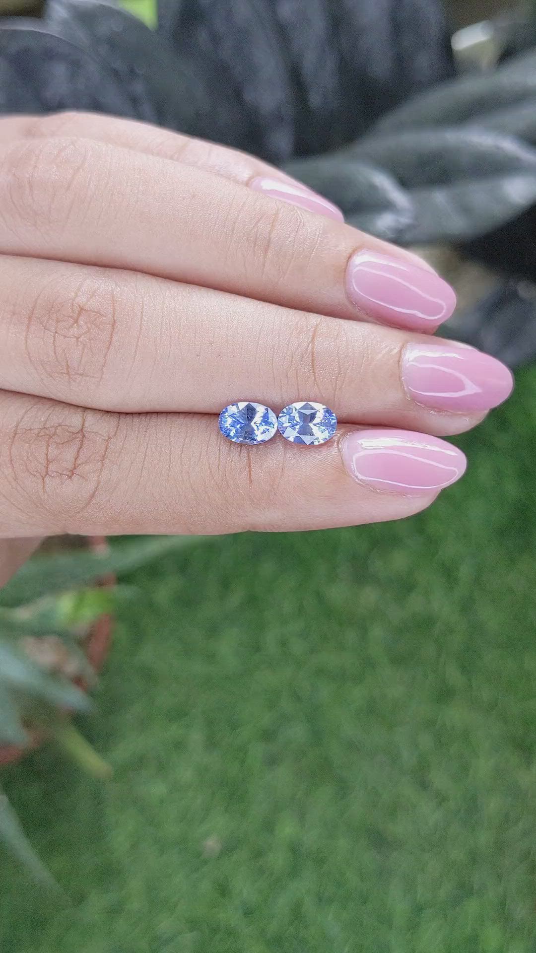 1.78&nbsp;Ct.Tw.Total Carat Weight Blue Sapphire Pair from Ceylon (Sri Lanka) Size Video