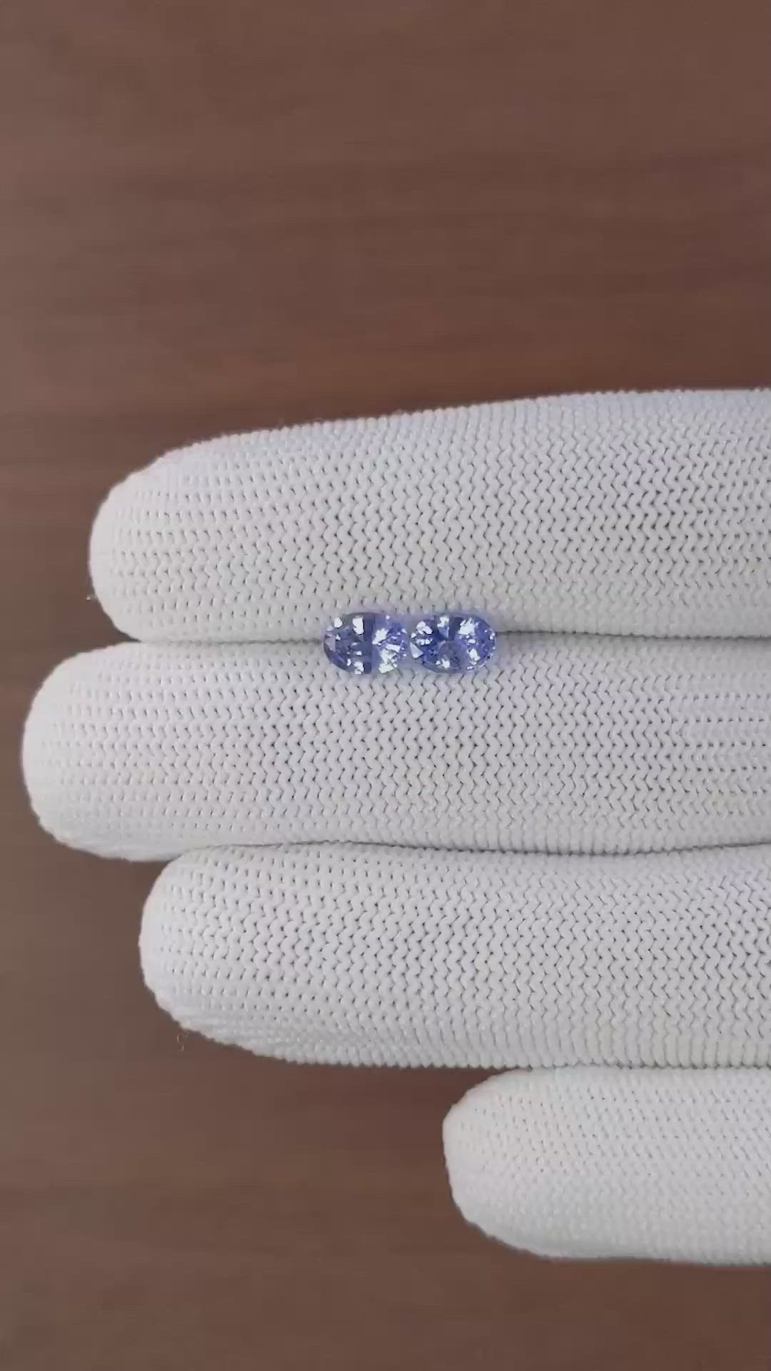 1.78&nbsp;Ct.Tw.Total Carat Weight Blue Sapphire Pair from Ceylon (Sri Lanka) Size Video