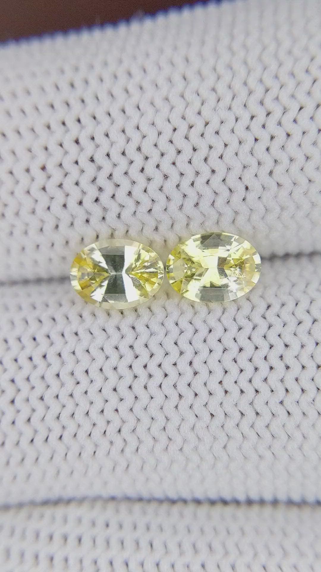 1.48 Ct.Tw.Total Carat Weight Yellow Sapphire Pair from Ceylon (Sri Lanka) Size Video