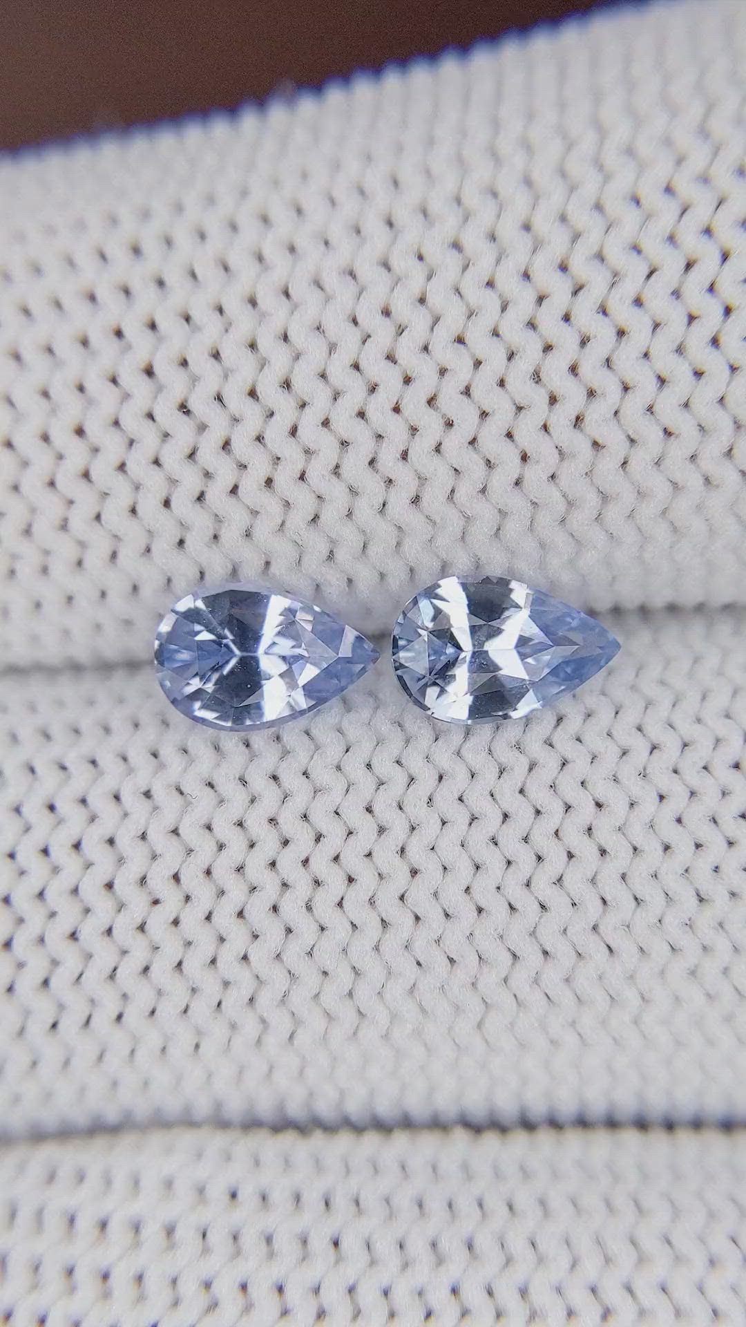 1.65&nbsp;Ct.Tw.Total Carat Weight Blue Sapphire Pair from Madagascar Size Video