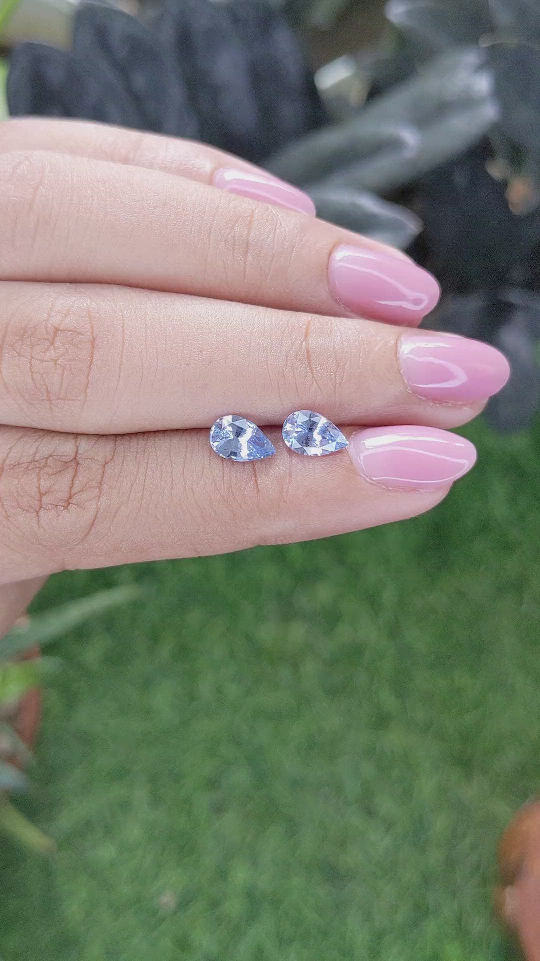 1.65&nbsp;Ct.Tw.Total Carat Weight Blue Sapphire Pair from Madagascar Size Video