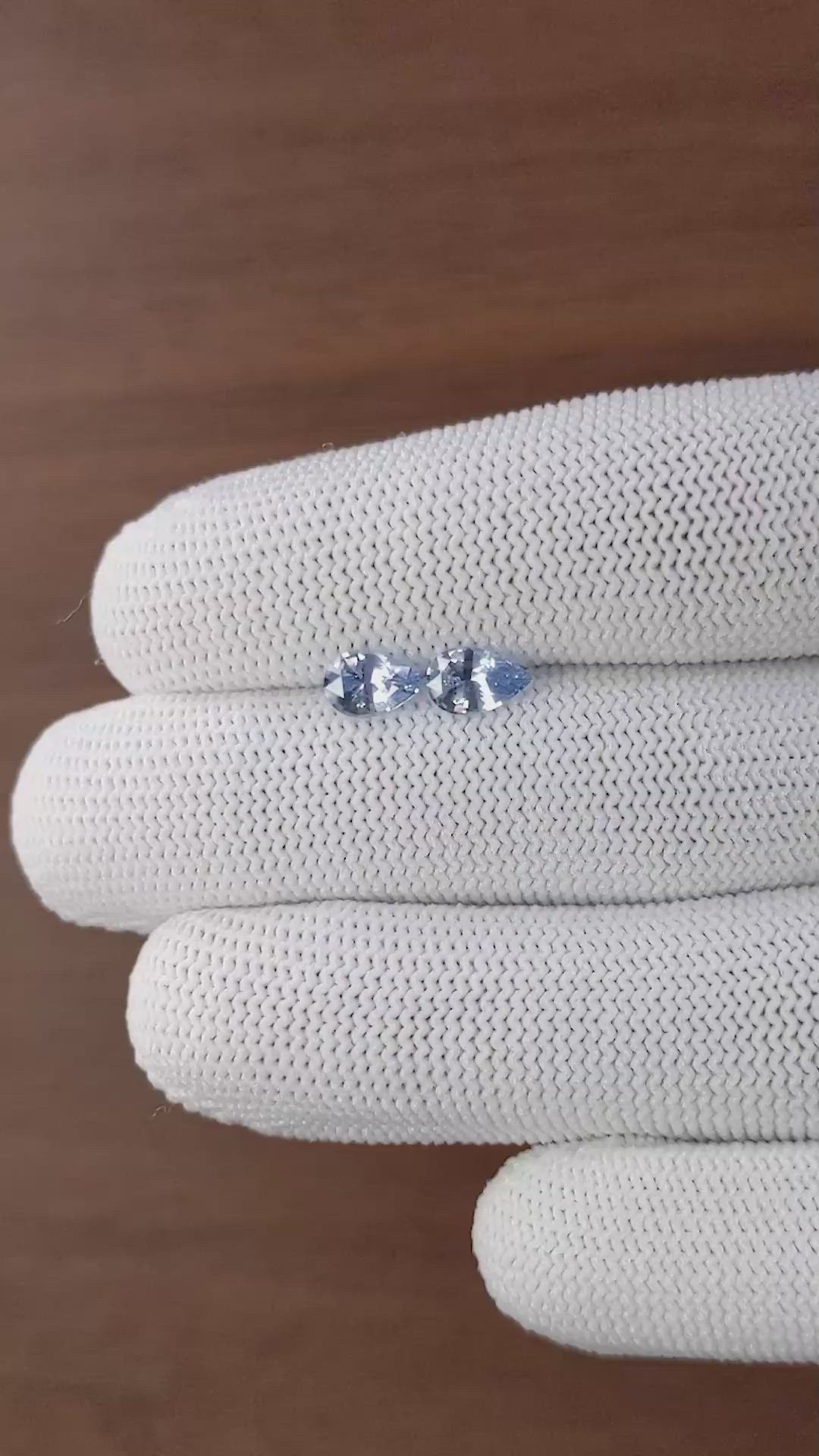 1.65&nbsp;Ct.Tw.Total Carat Weight Blue Sapphire Pair from Madagascar Size Video