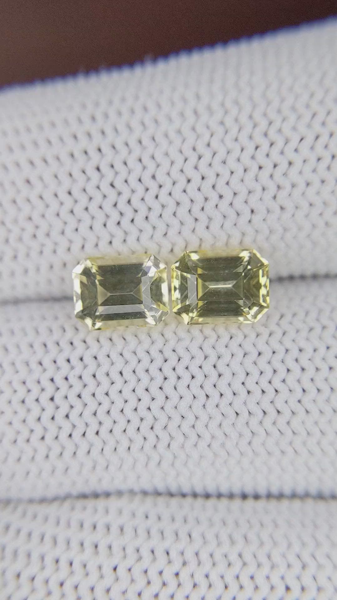 3.44 Ct.Tw.Total Carat Weight Yellow Sapphire Pair from Ceylon (Sri Lanka) Size Video
