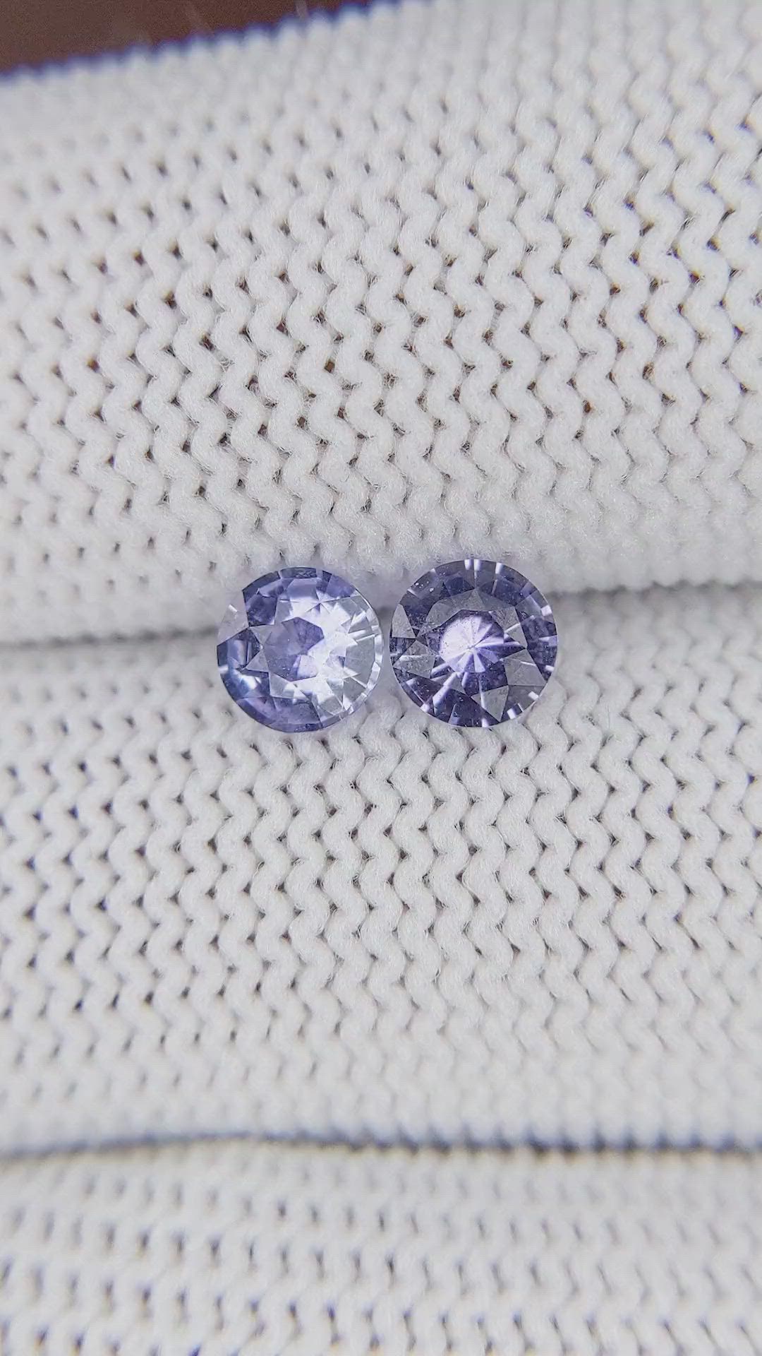 1.06 Ct.Tw.Total Carat Weight Purple Sapphire Pair from Ceylon (Sri Lanka) Size Video