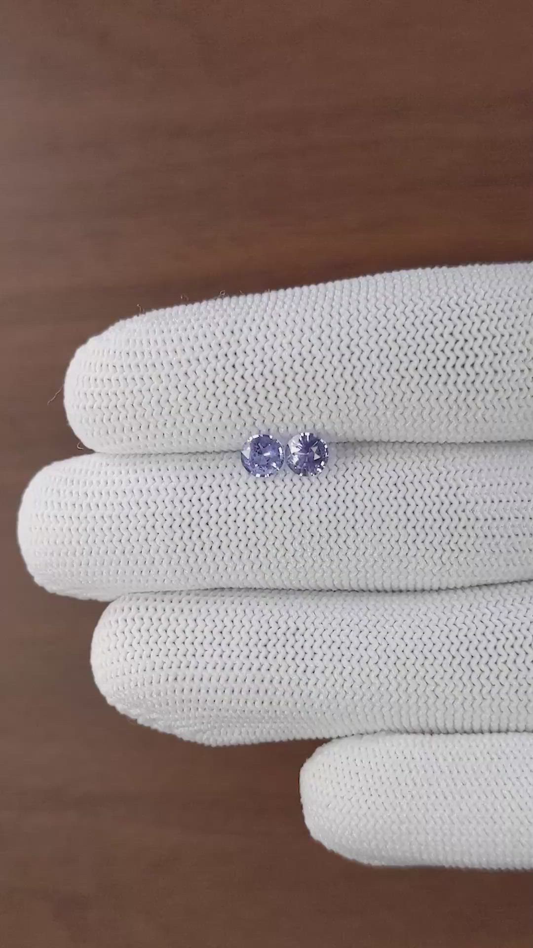 1.06 Ct.Tw.Total Carat Weight Purple Sapphire Pair from Ceylon (Sri Lanka) Size Video