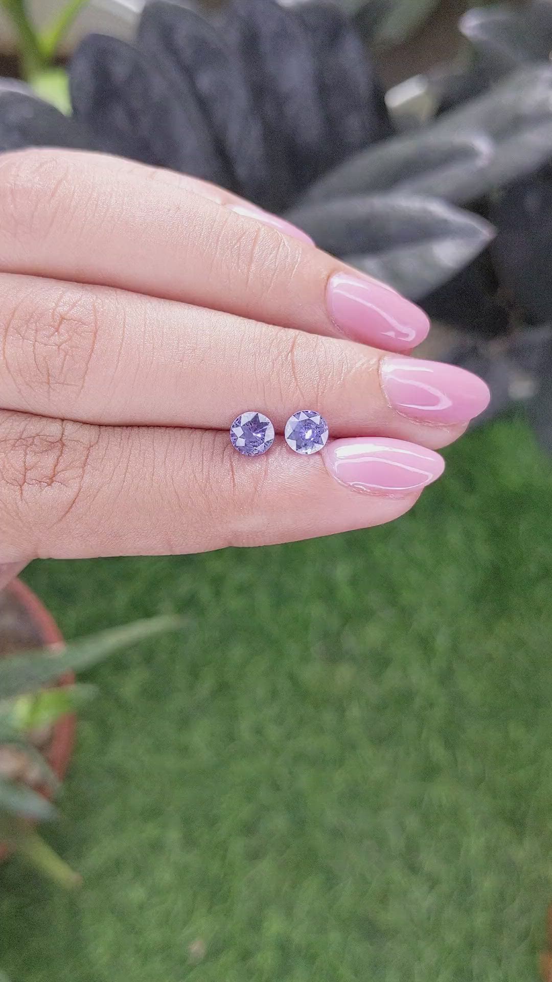 1.06 Ct.Tw.Total Carat Weight Purple Sapphire Pair from Ceylon (Sri Lanka) Size Video