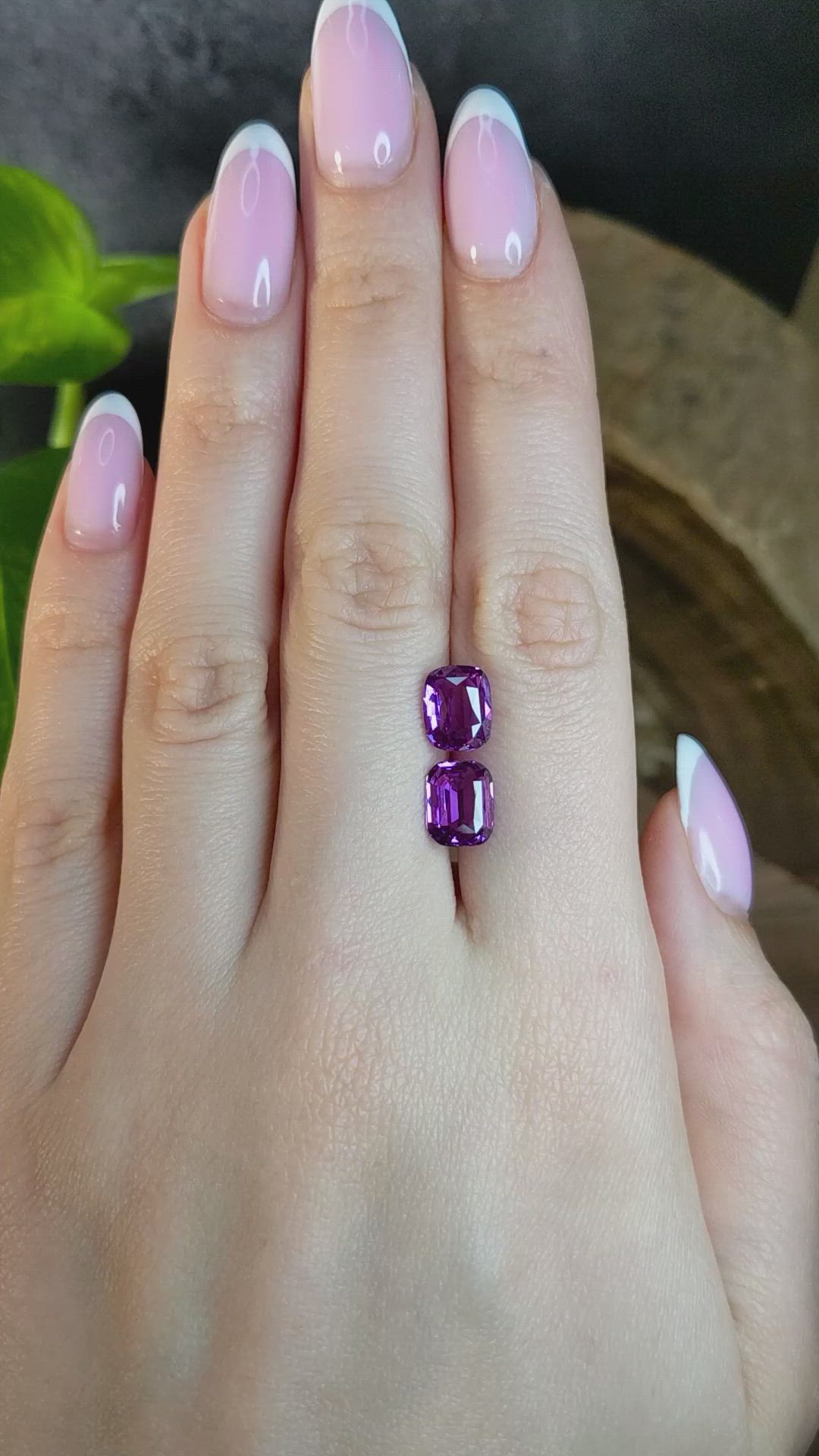 5.57&nbsp;Ct.Tw.Total Carat Weight Pinkish Purple Sapphire Pair from Madagascar Size Video