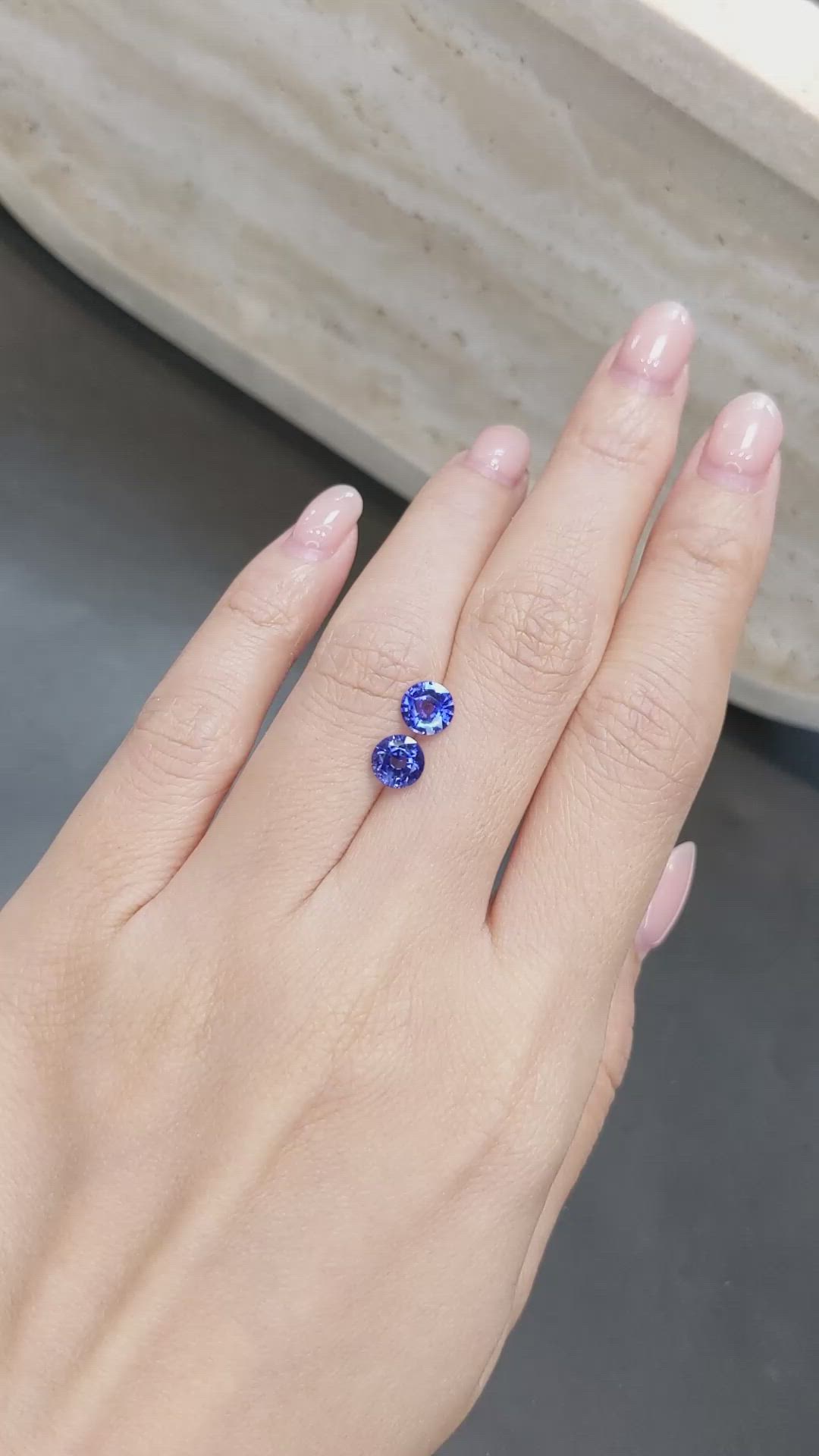 2.16 Ct.Tw.Total Carat Weight Blue Sapphire Pair from Ceylon (Sri Lanka) Size Video