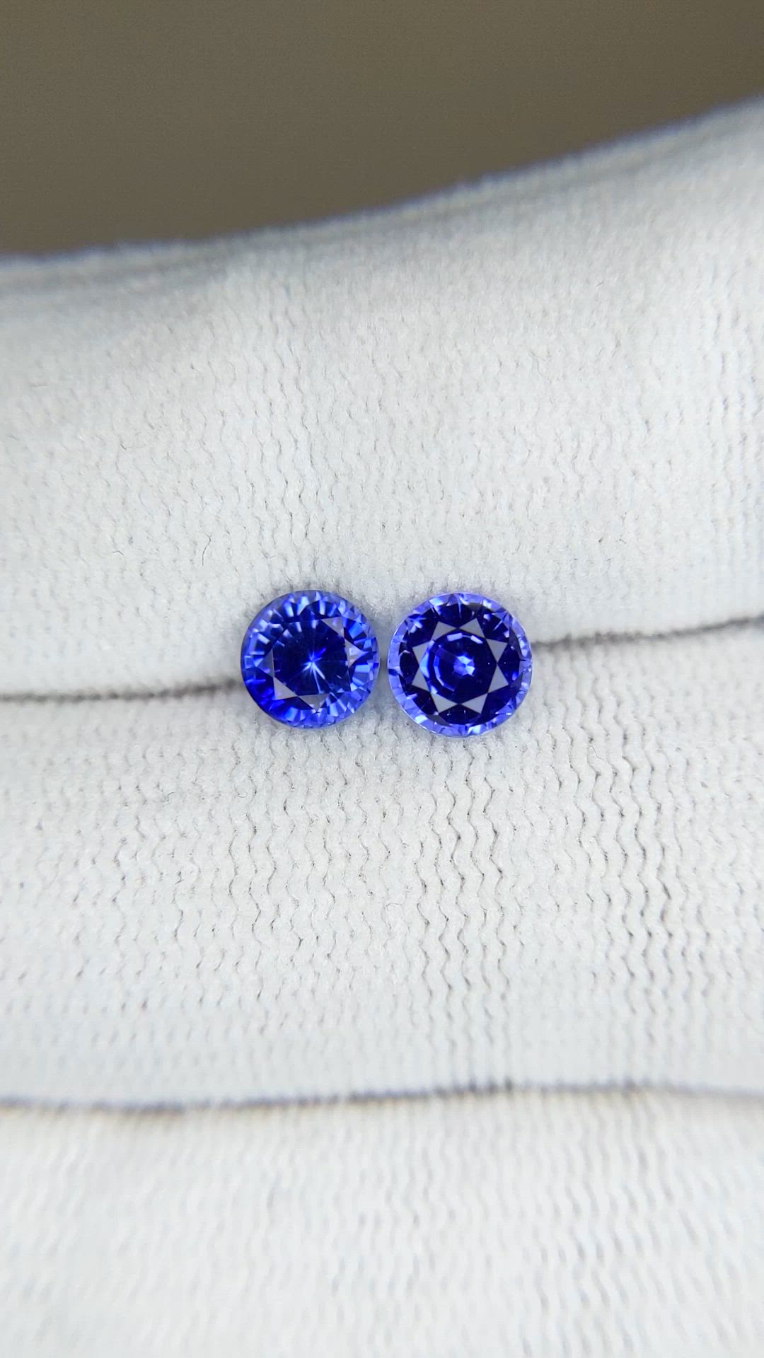 1.68 Ct.Tw.Total Carat Weight Blue Sapphire Pair from Ceylon (Sri Lanka) Size Video