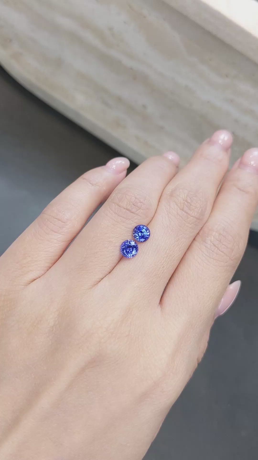 1.68 Ct.Tw.Total Carat Weight Blue Sapphire Pair from Ceylon (Sri Lanka) Size Video