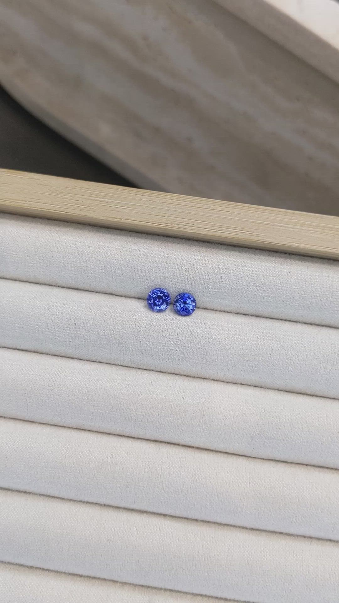 1.68 Ct.Tw.Total Carat Weight Blue Sapphire Pair from Ceylon (Sri Lanka) Size Video