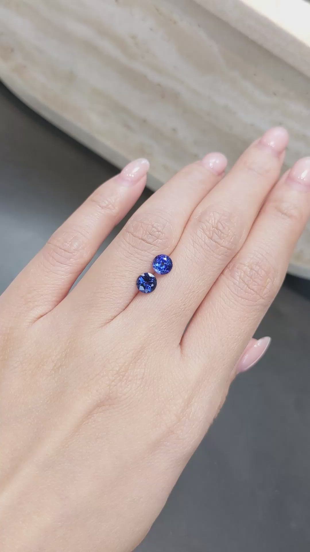 1.72 Ct.Tw.Total Carat Weight Blue Sapphire Pair from Ceylon (Sri Lanka) Size Video