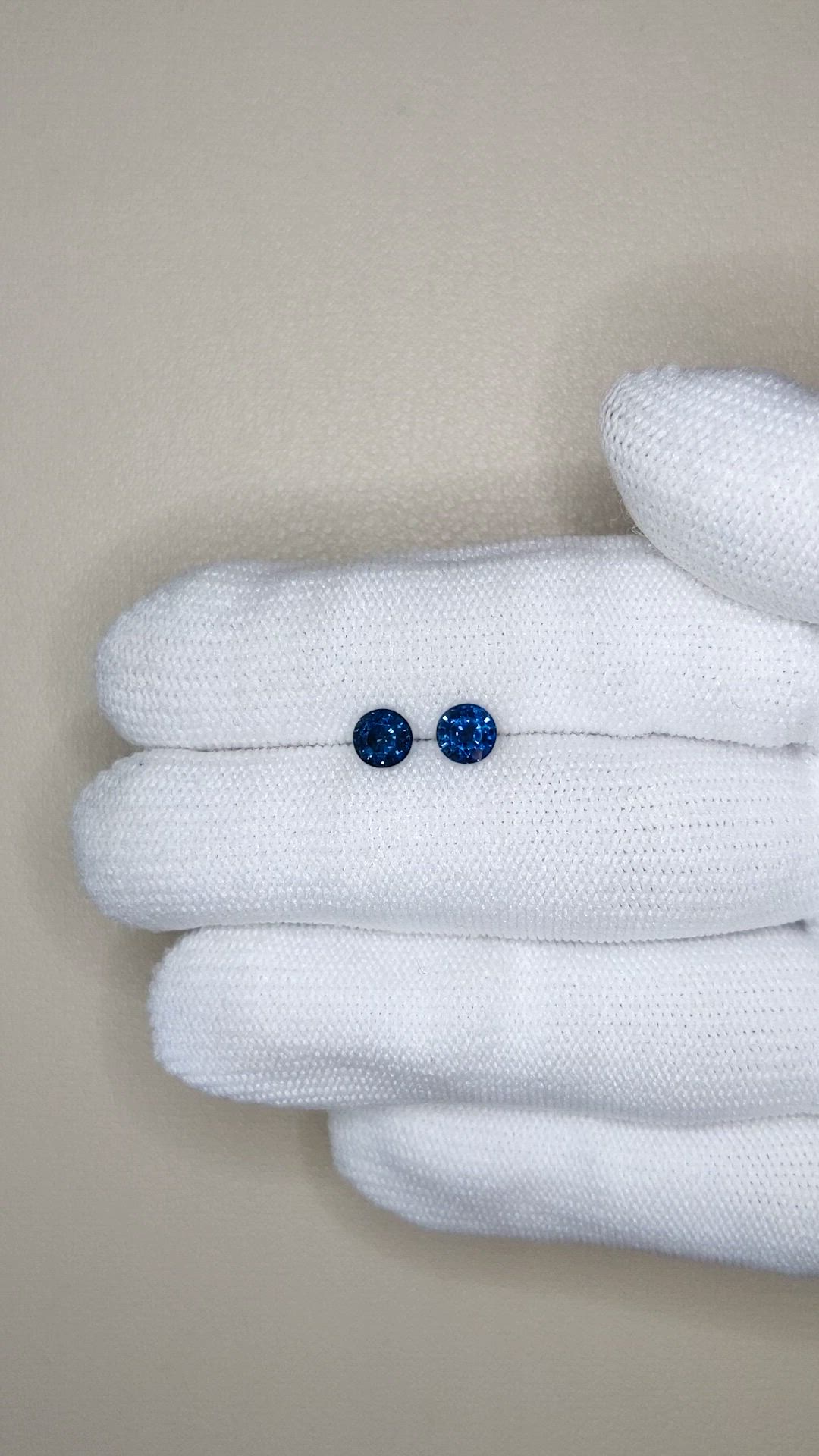 1.47 Ct.Tw.Total Carat Weight Blue Sapphire Pair from Ceylon (Sri Lanka) Size Video