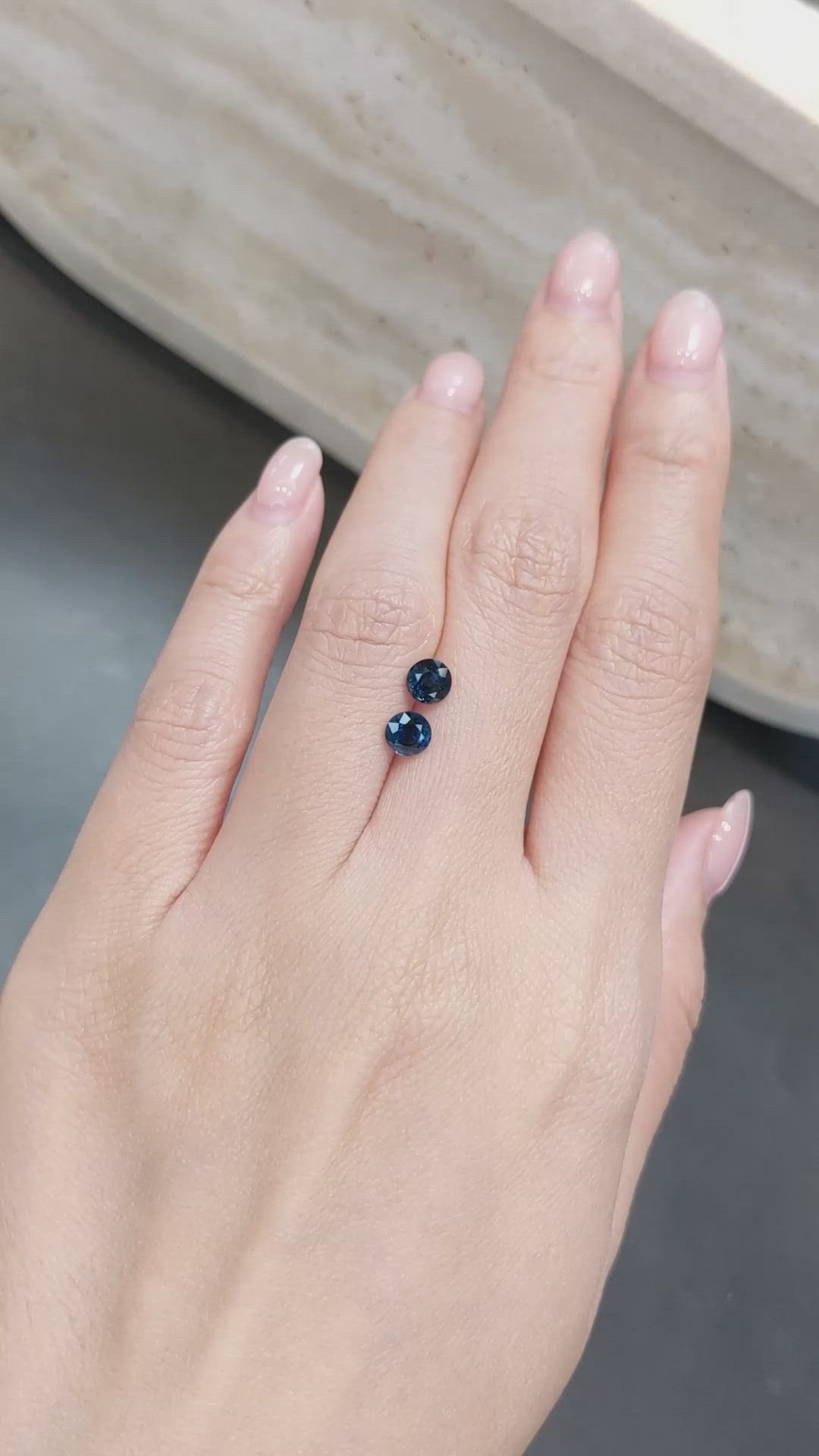 1.47 Ct.Tw.Total Carat Weight Blue Sapphire Pair from Ceylon (Sri Lanka) Size Video