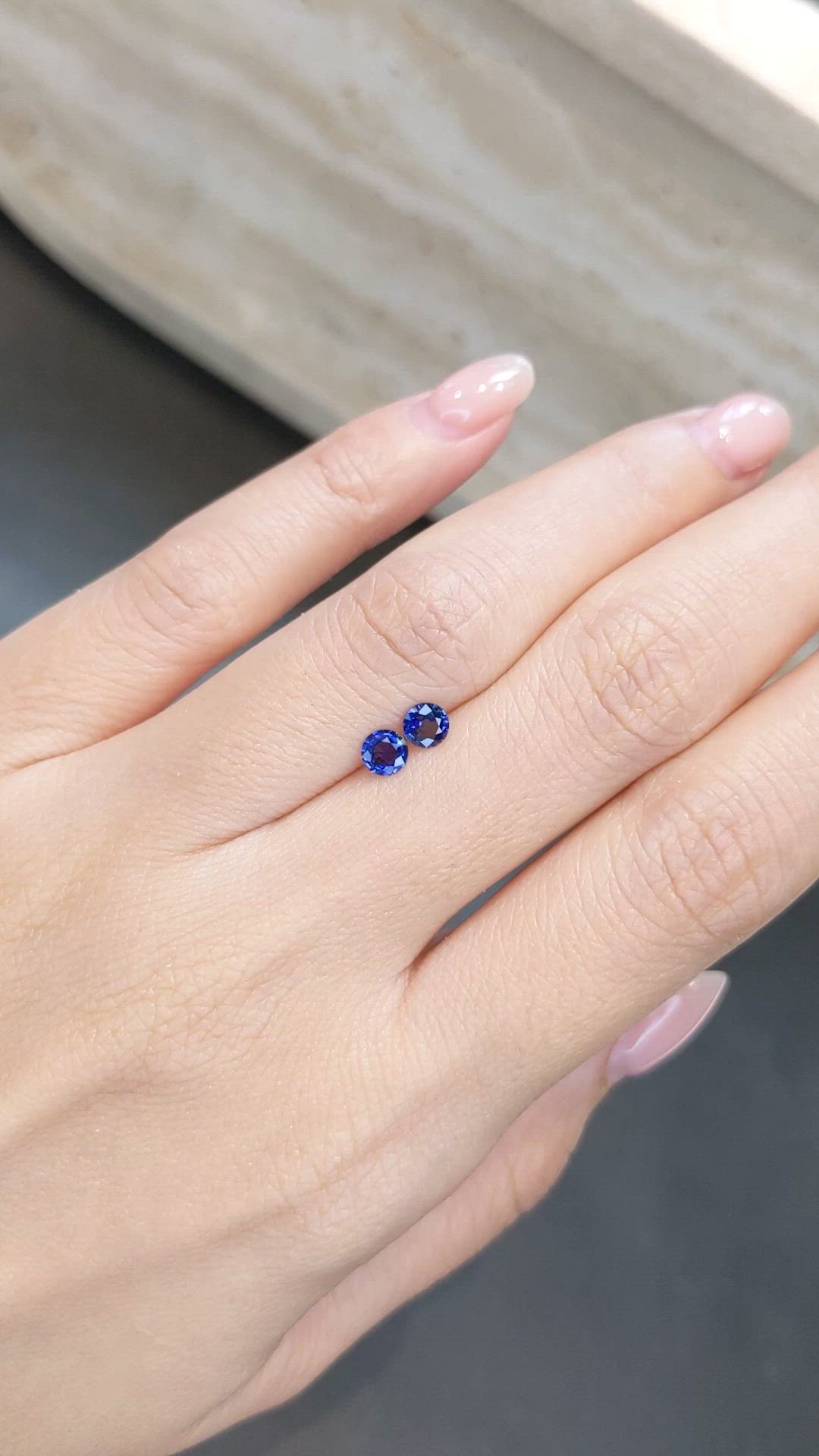 0.52 Ct.Tw.Total Carat Weight Blue Sapphire Pair from Ceylon (Sri Lanka) Size Video