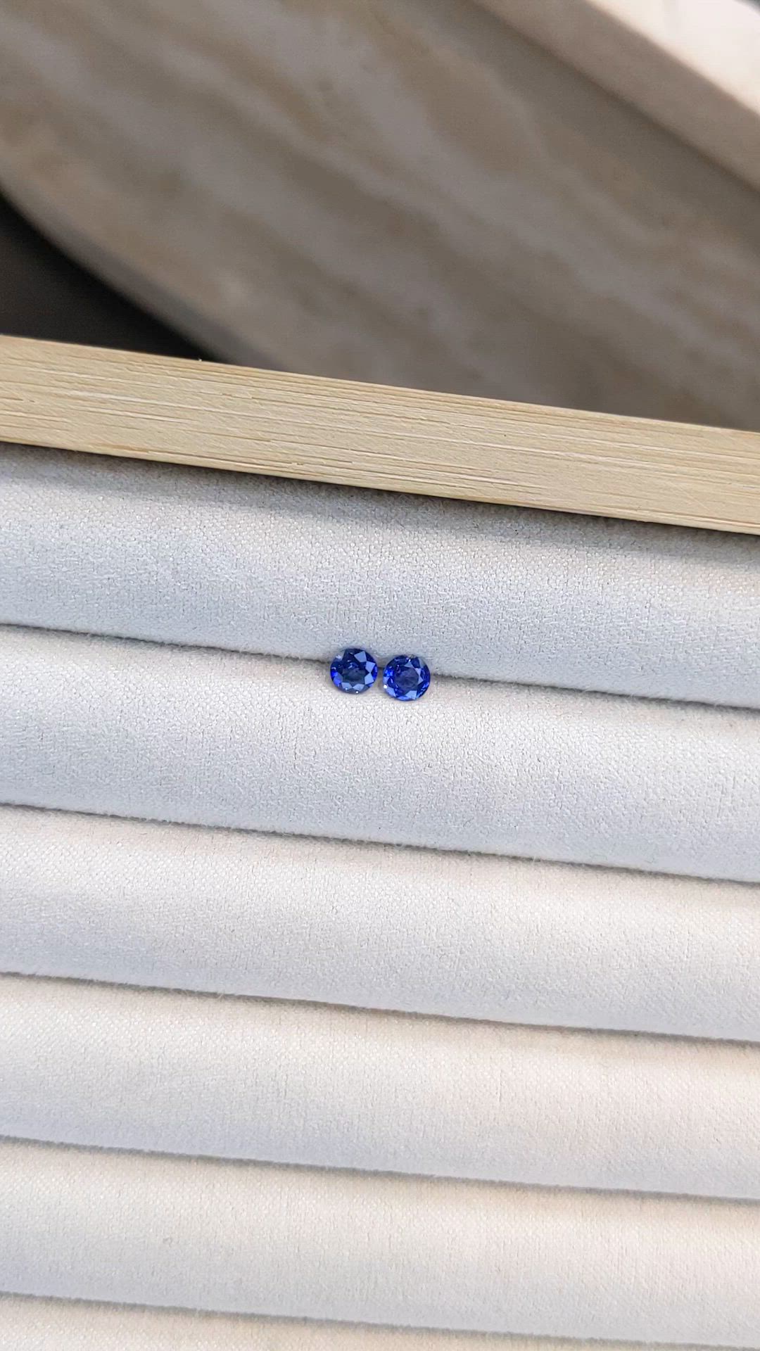 0.52 Ct.Tw.Total Carat Weight Blue Sapphire Pair from Ceylon (Sri Lanka) Size Video