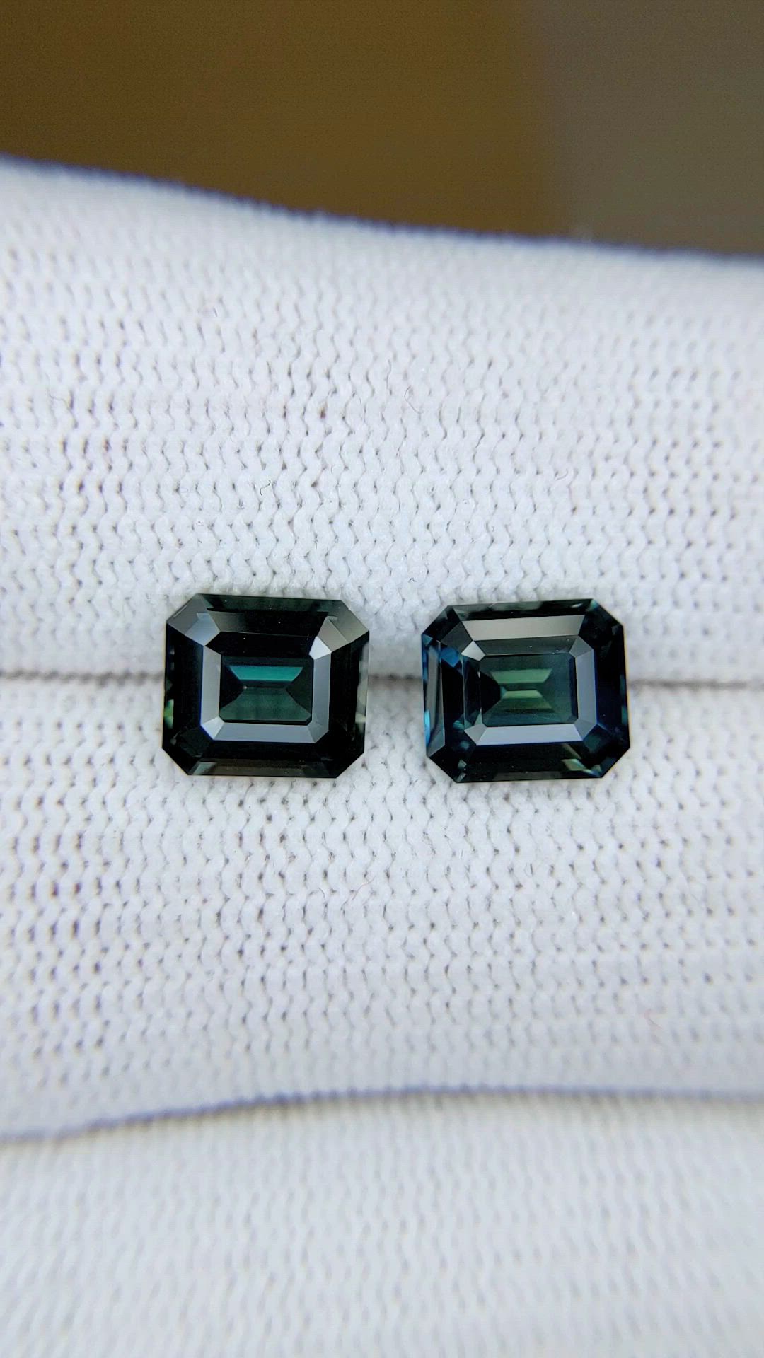 4.71 Ct.Tw.Total Carat Weight Bluish Green Sapphire Pair from Madagascar Size Video
