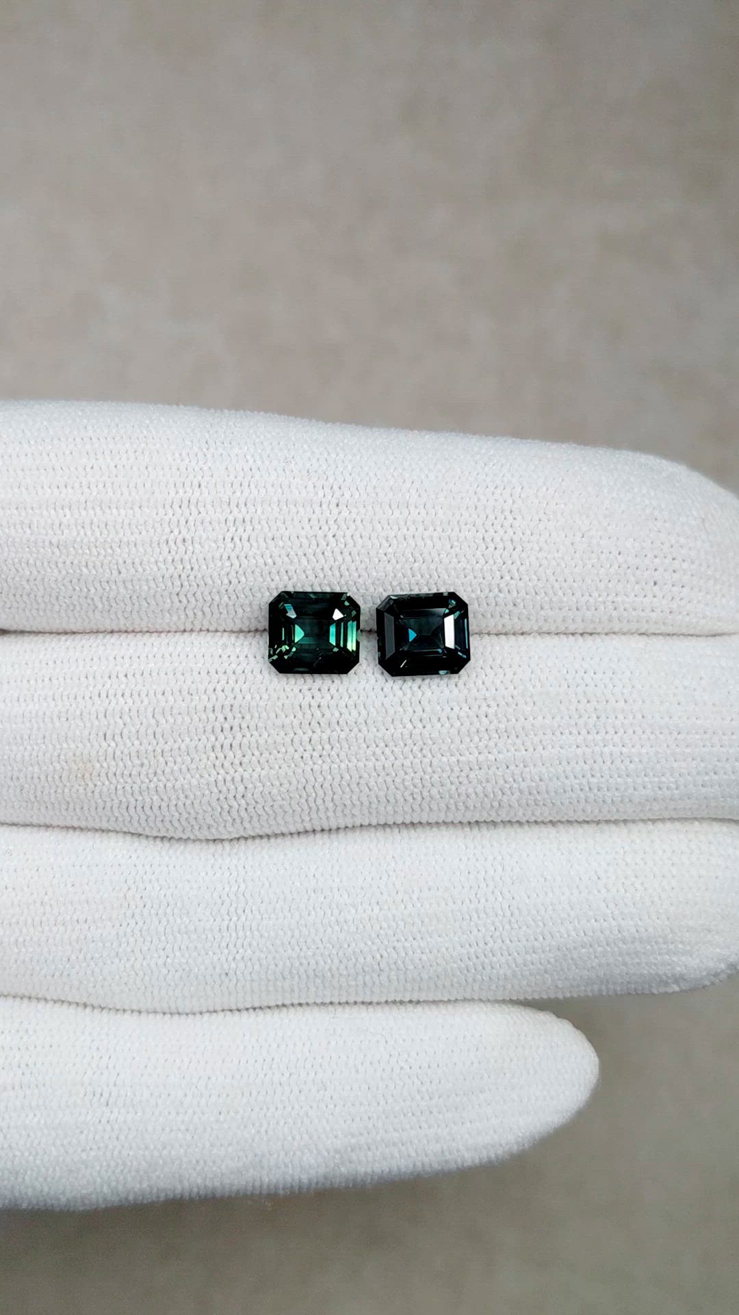 4.71 Ct.Tw.Total Carat Weight Bluish Green Sapphire Pair from Madagascar Size Video